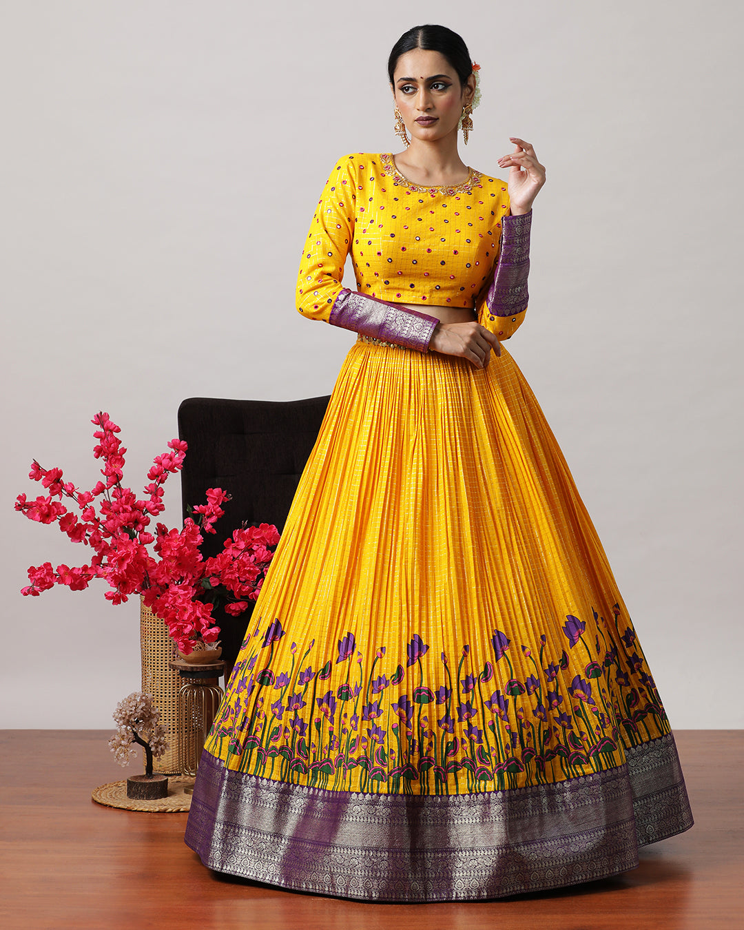 Yellow Crop Top & Skirt