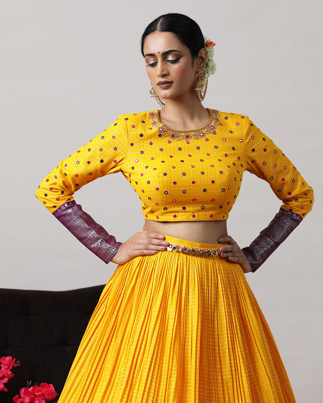 Yellow Crop Top & Skirt
