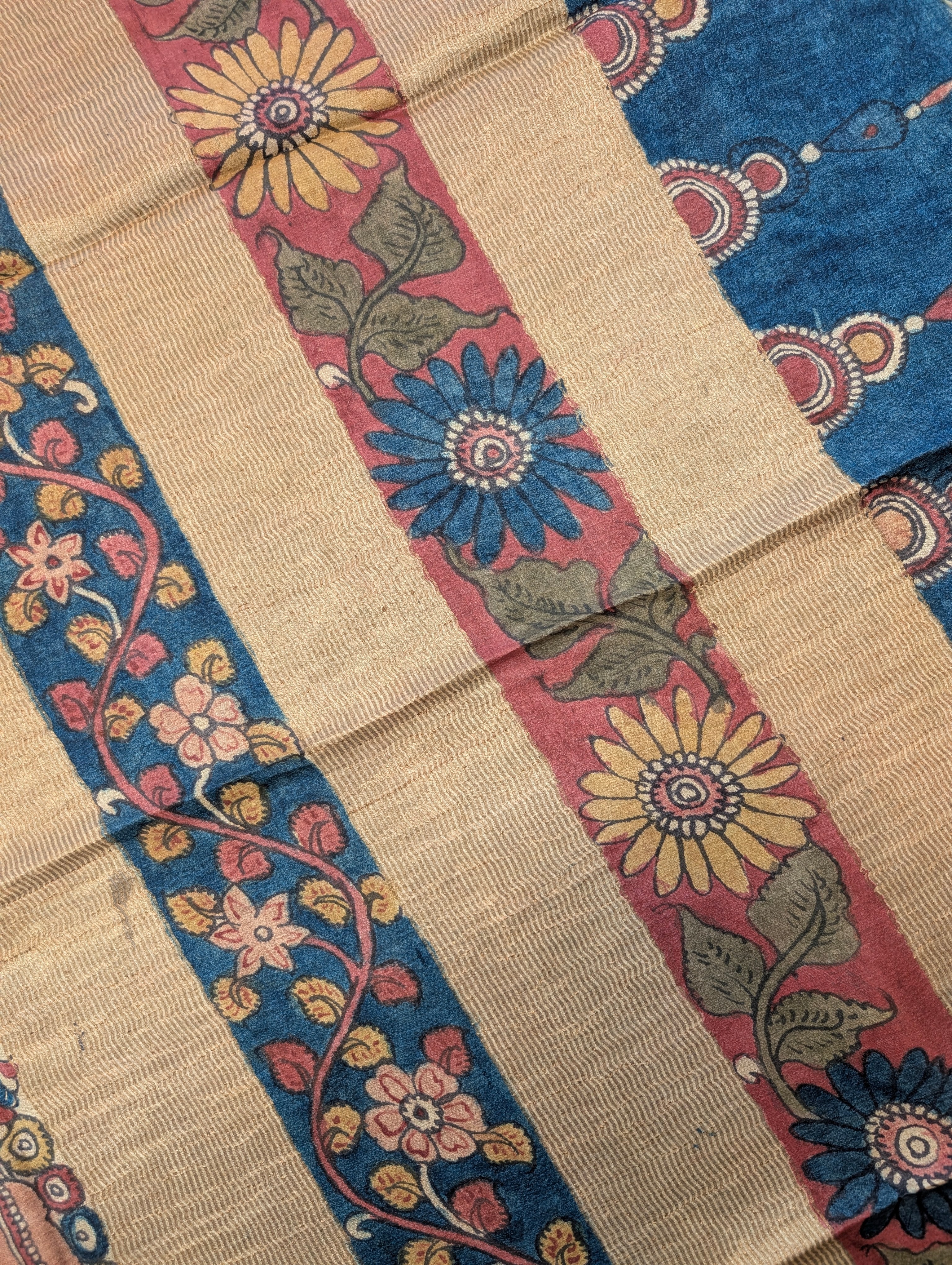 Pure tussar silk X Pen Kalamkari - Dashavataram Depiction