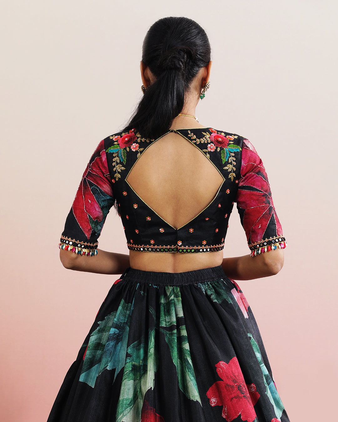 Black Floral Embroidered Designer Blouse