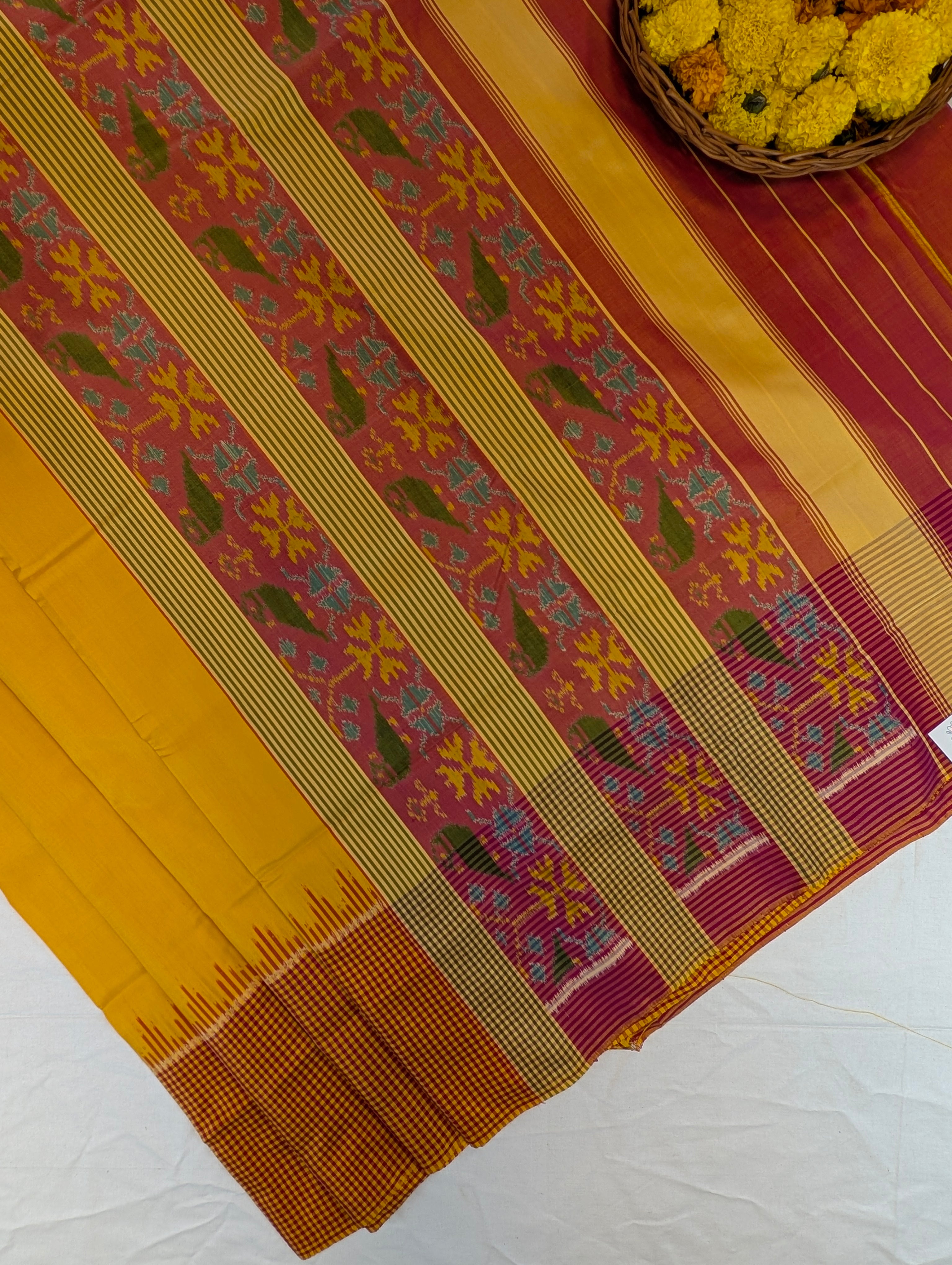 Handloom Patola Pure Silk Saree X Mustard Yellow