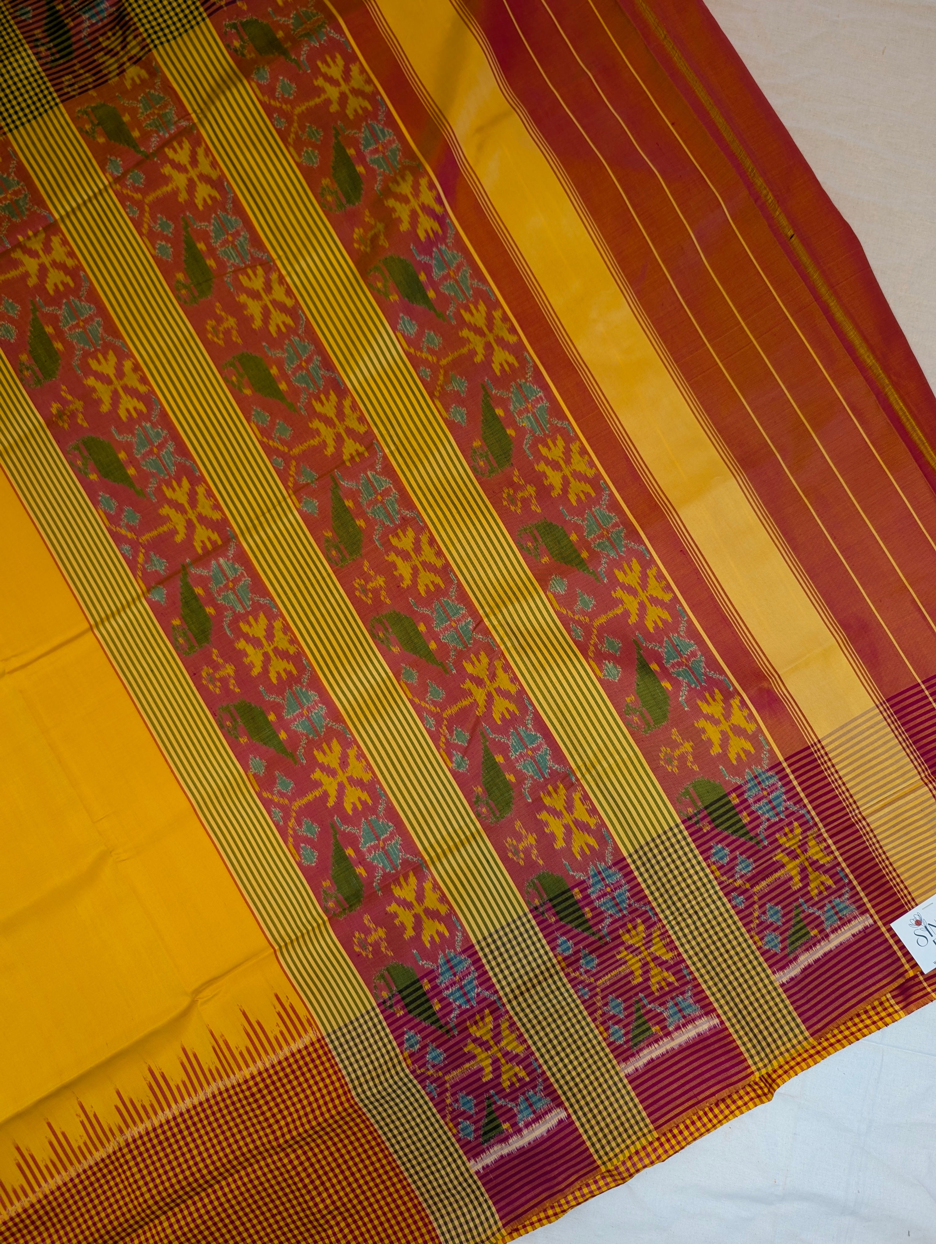 Handloom Patola Pure Silk Saree X Mustard Yellow