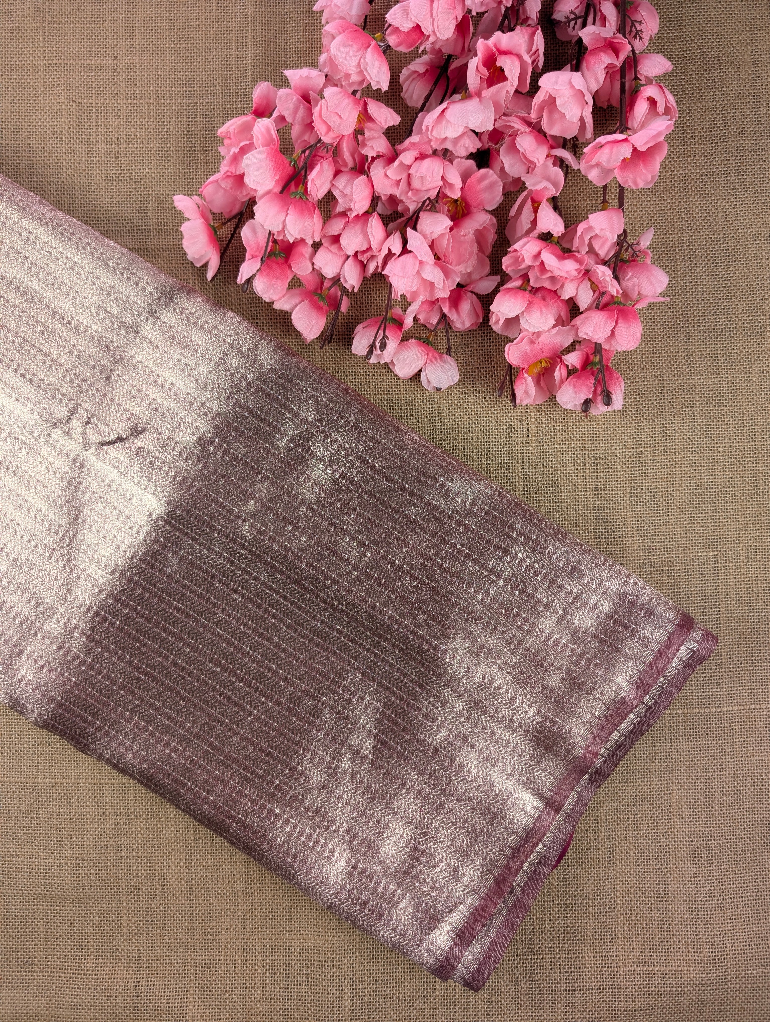 Banarasi Moonga Silk - Rani Pink (floral lattice)