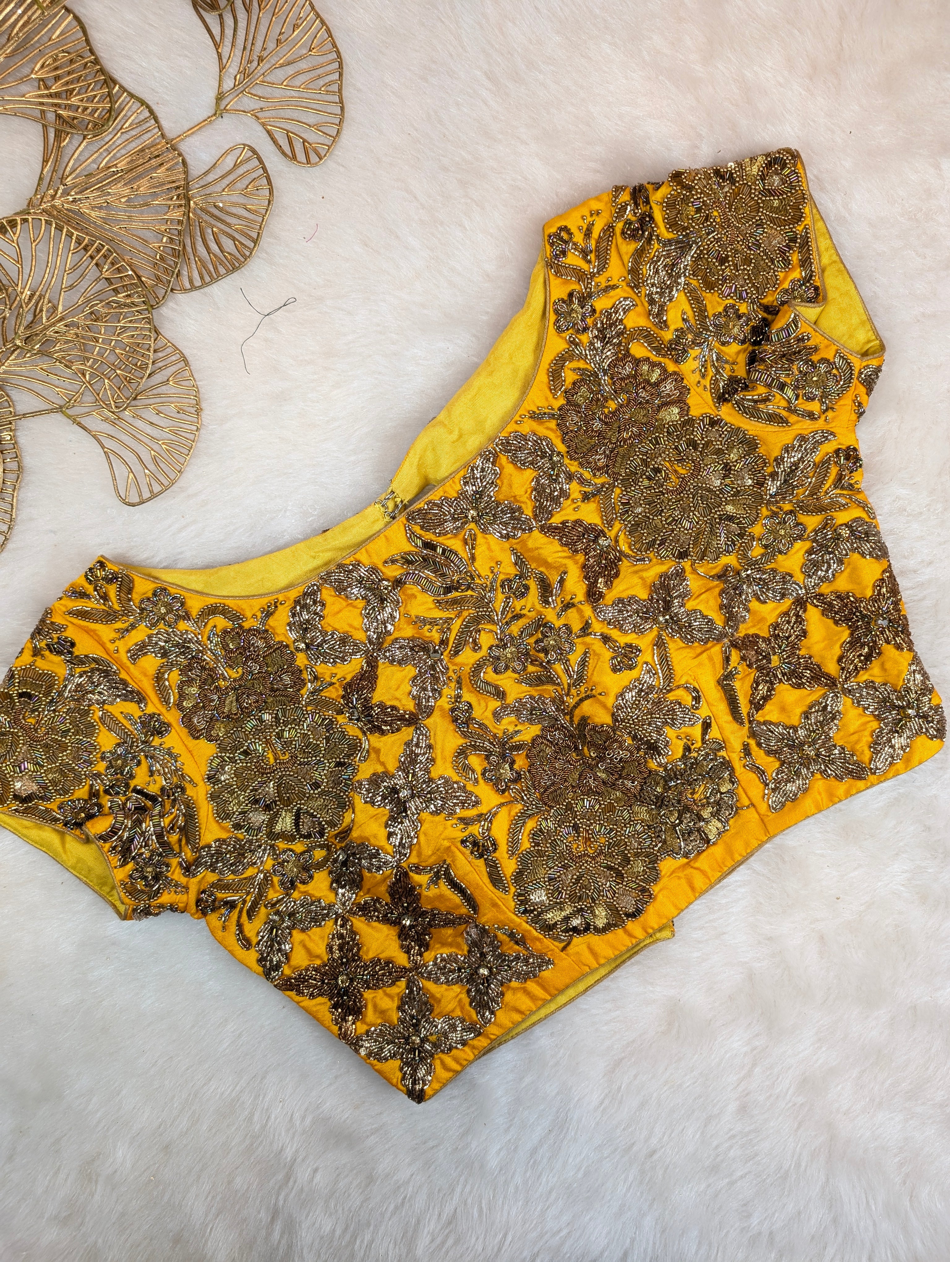 Heavy Hand Embroidered Yellow Blouse