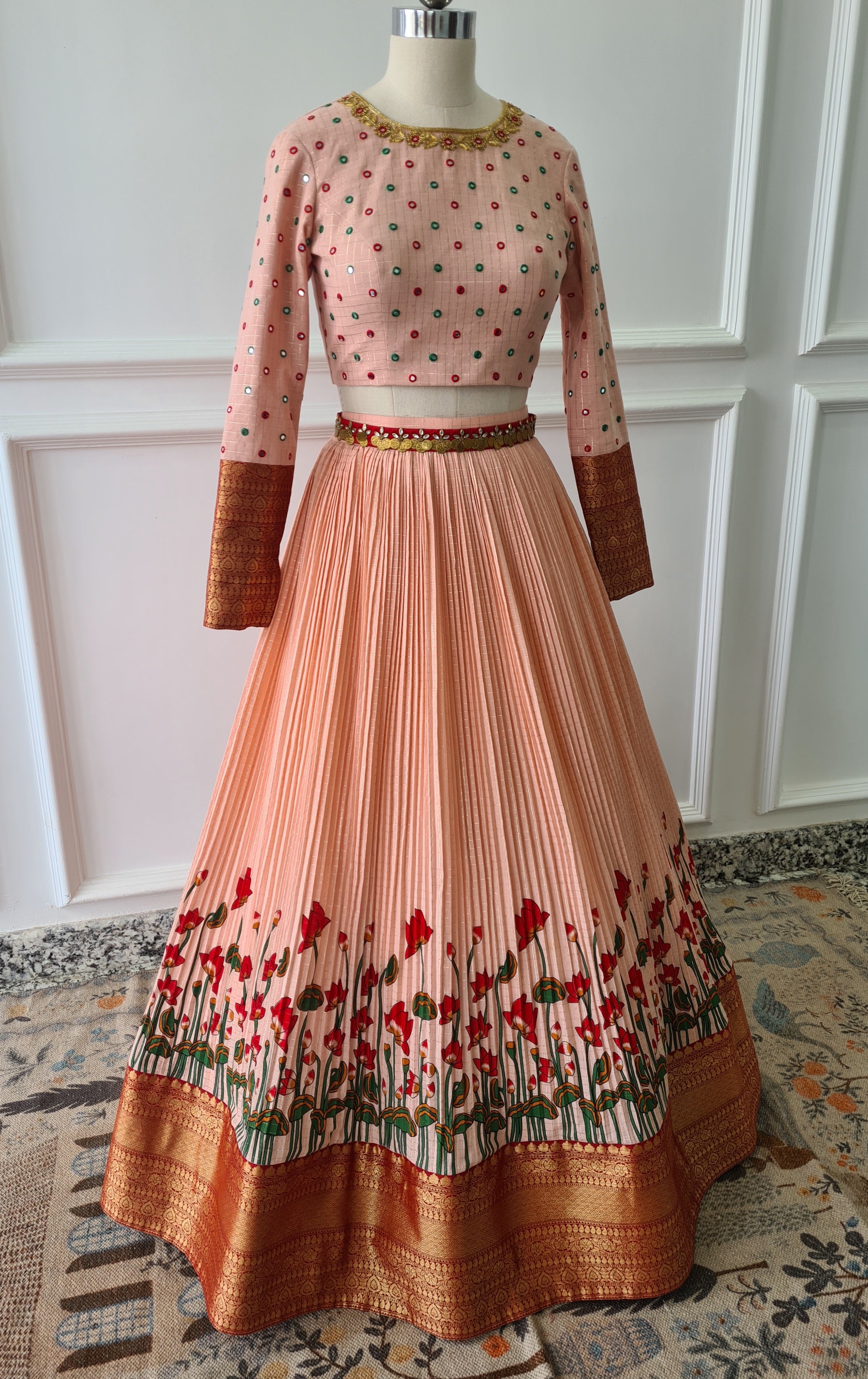 Peach Crop Top & Skirt