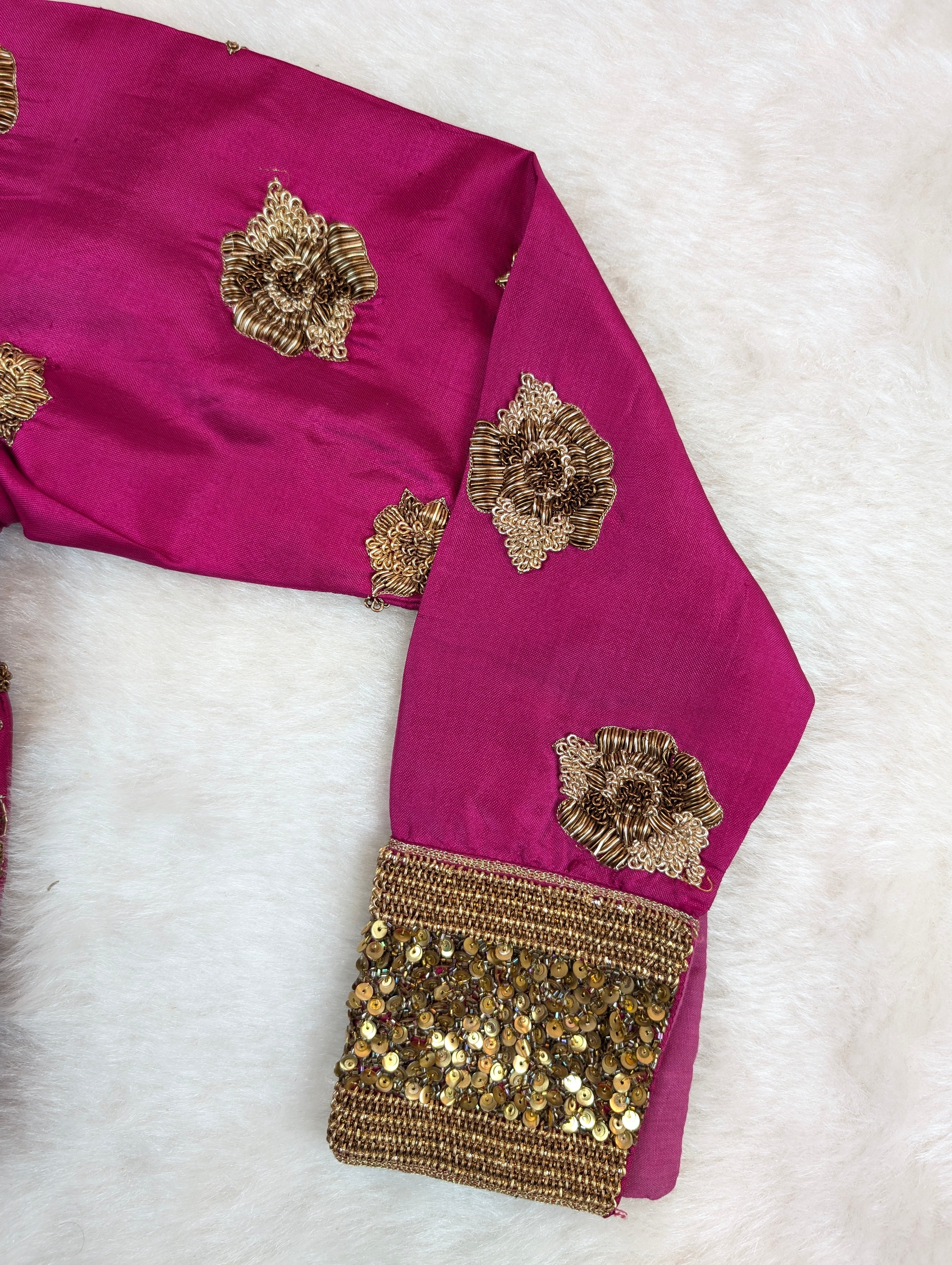 Magenta Heavy Embroidered Full Sleeve Blouse