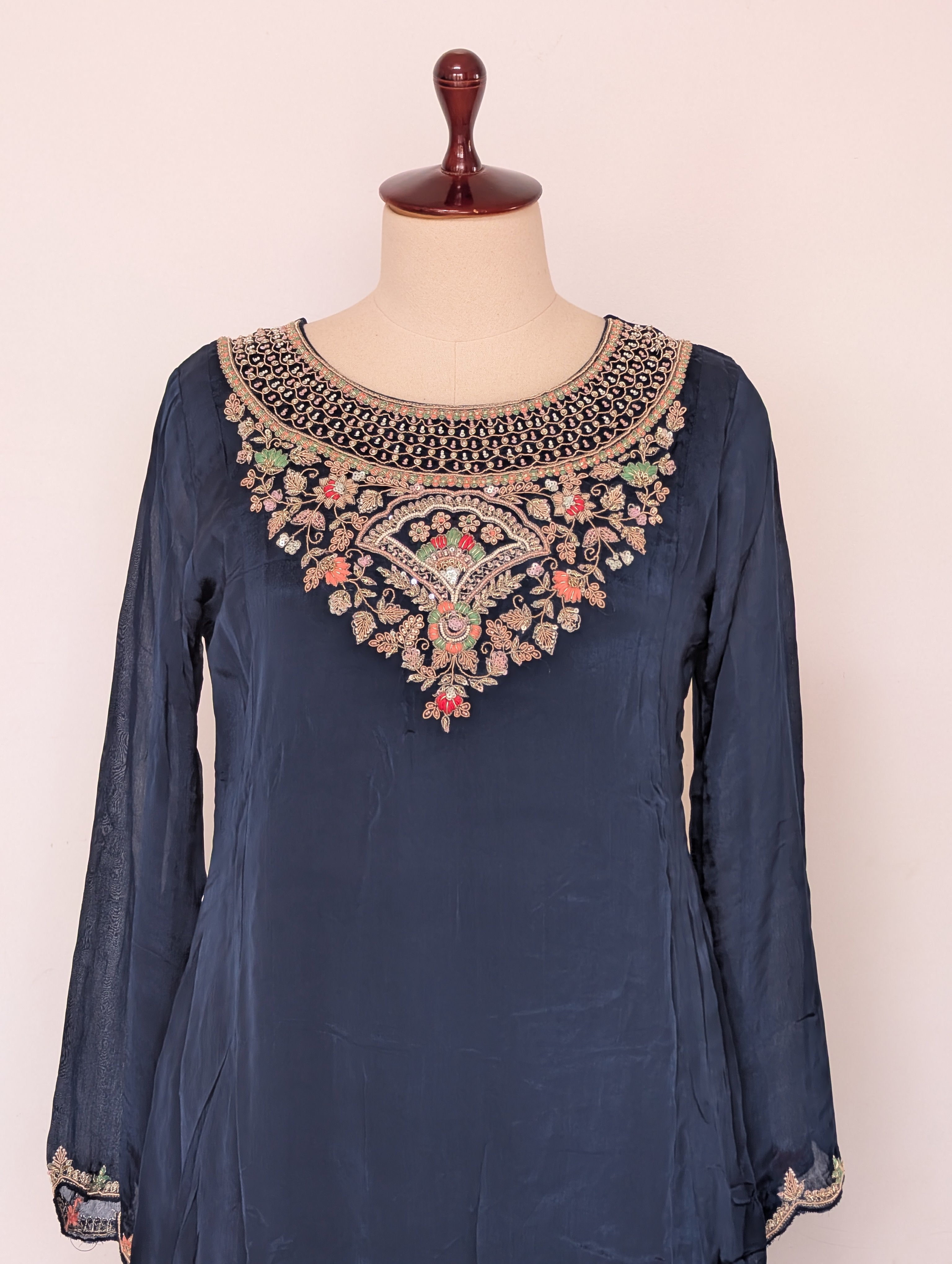 Navy Blue Embroidered Salwar