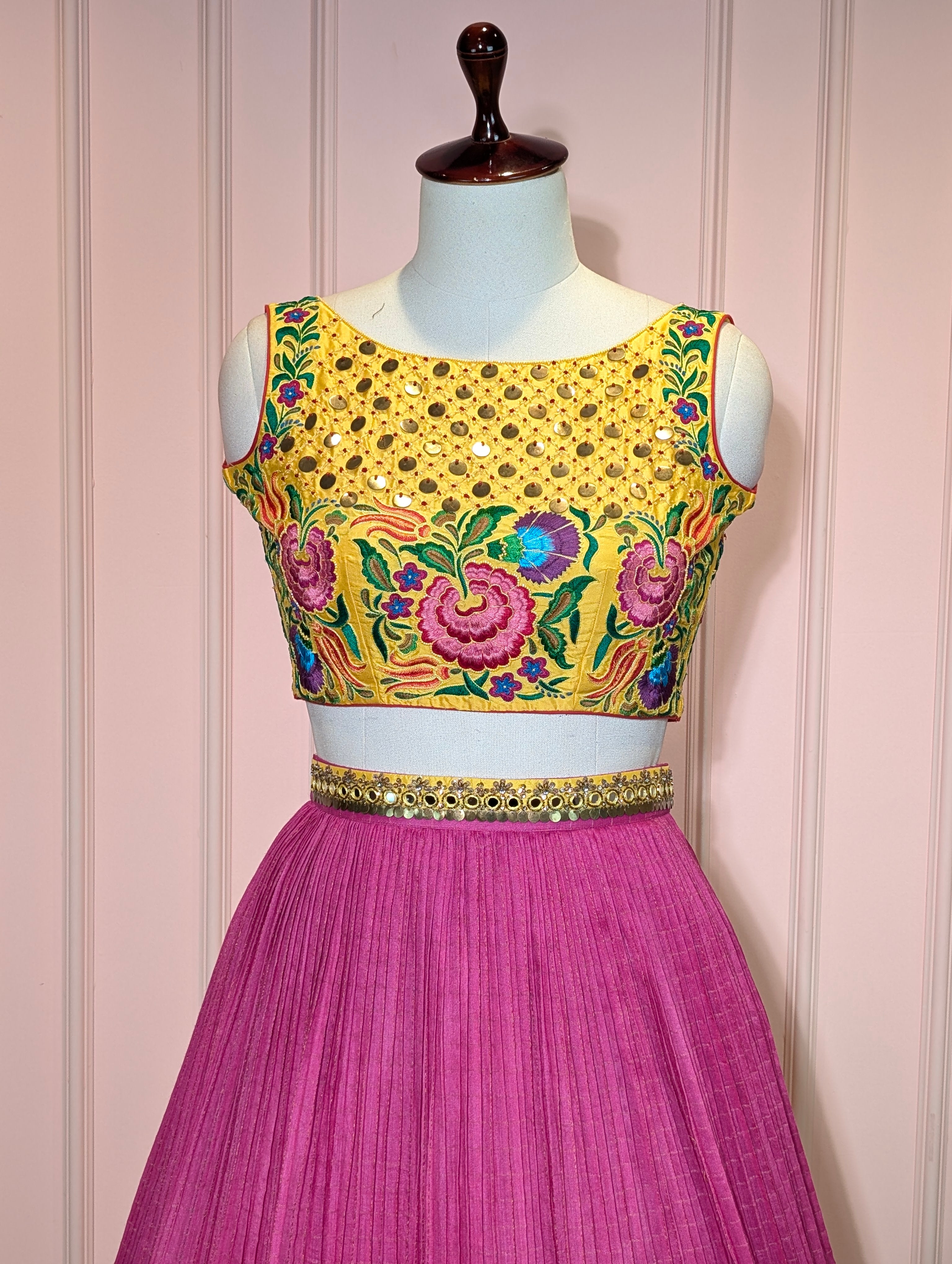 Pure Moonga Silk Skirt With Heavy Hand Embroidered Blouse