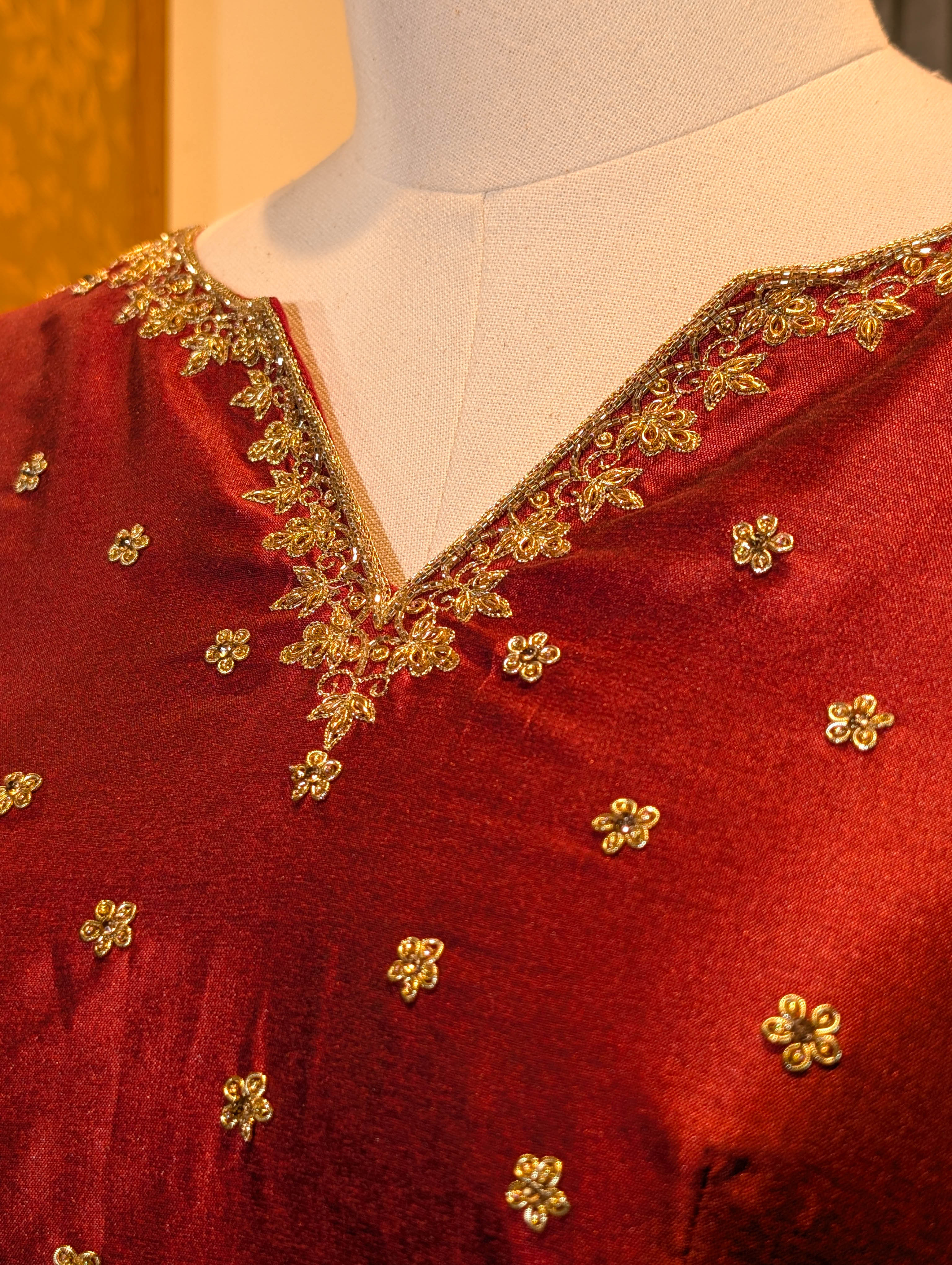 Elegant Maroon & Black Chevron Lehenga