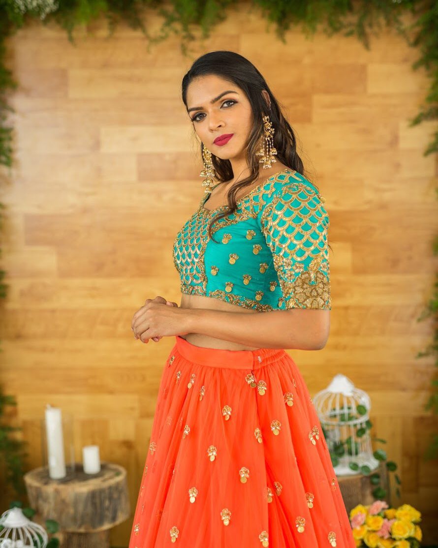 Turquoise Blue Blouse with Antique Zardosi and Coin Embroidery