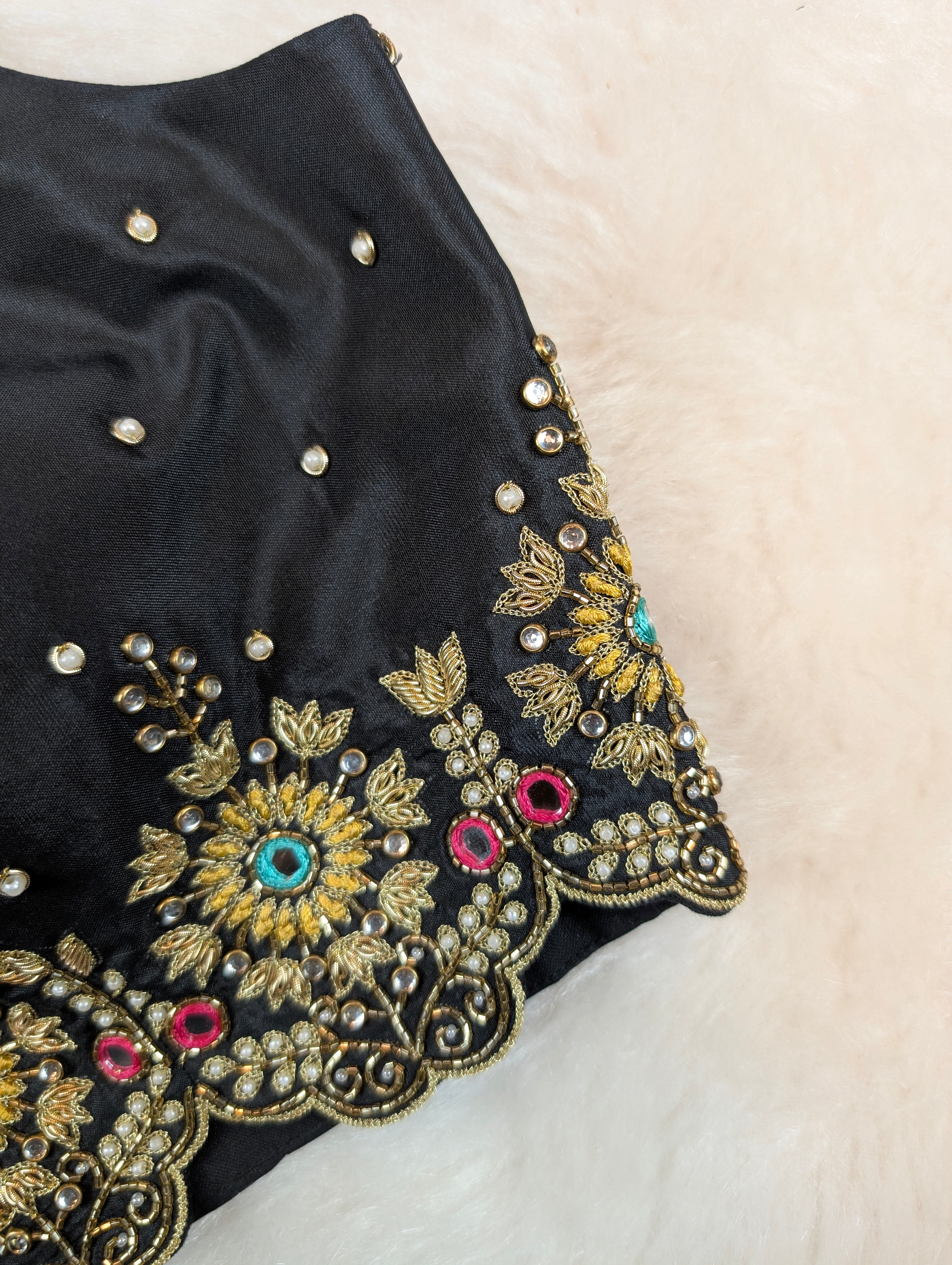 Black Sleeveless Embroidered Spaghetti Blouse