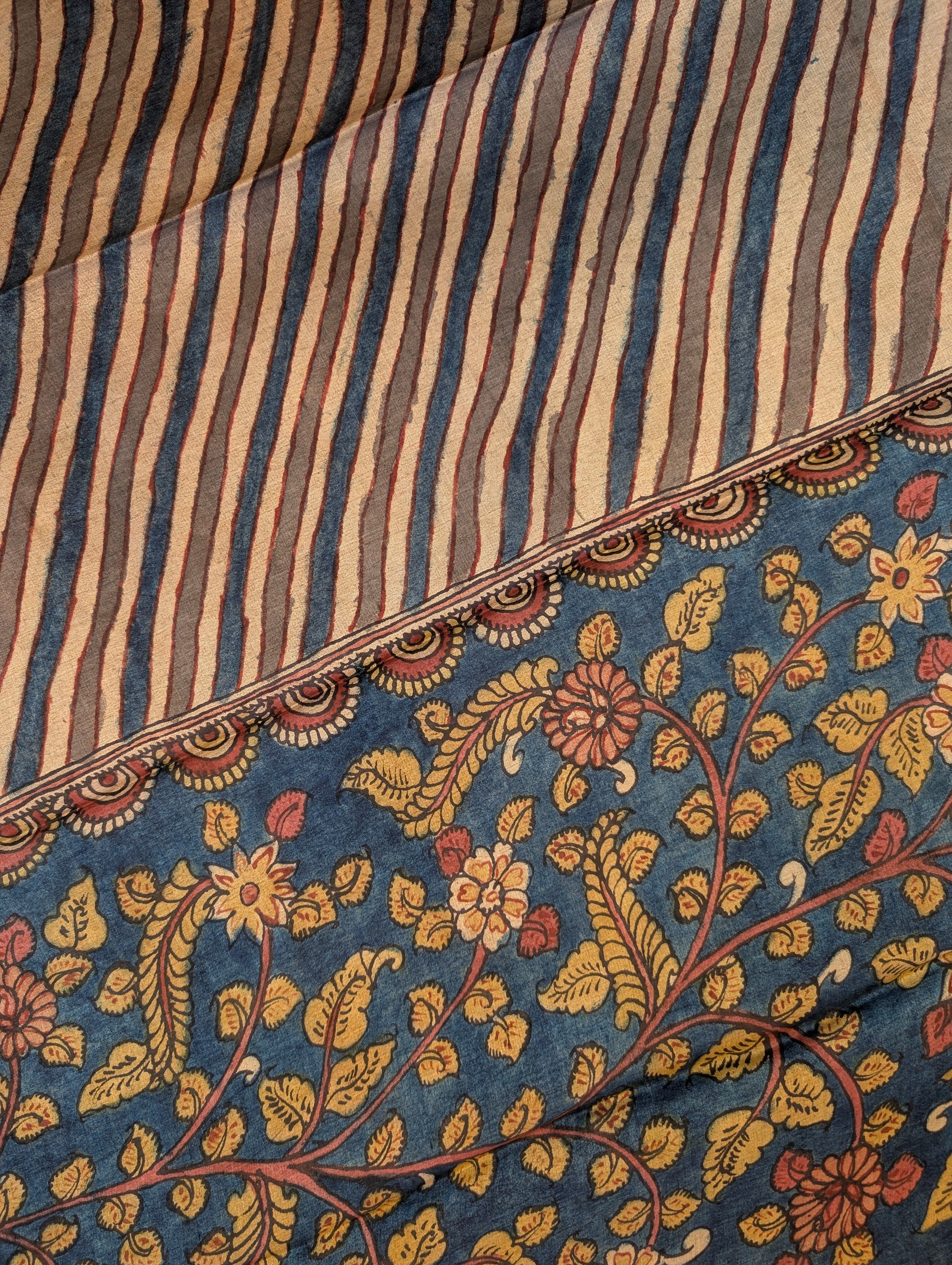 Pure tussar silk X Pen Kalamkari - Dashavataram Depiction