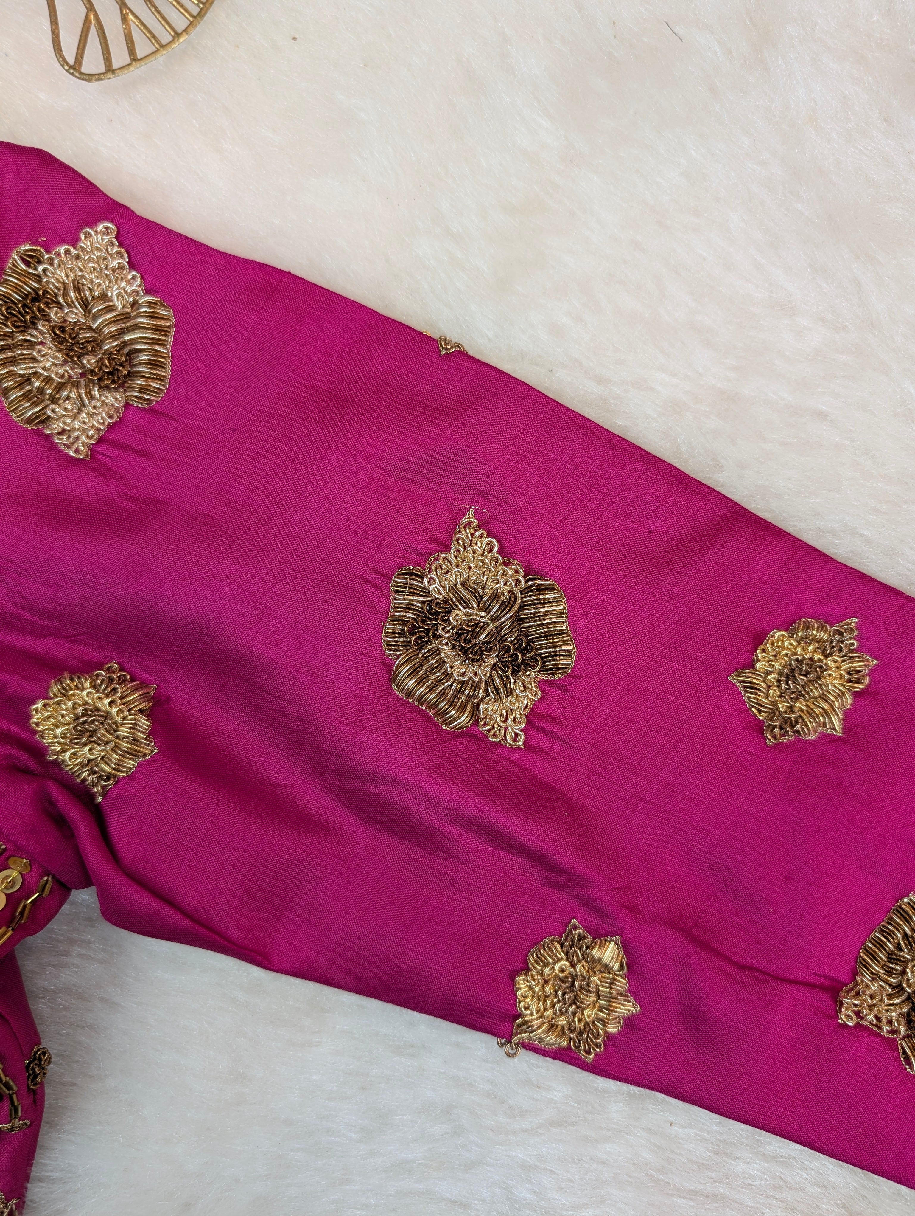 Magenta Heavy Embroidered Full Sleeve Blouse