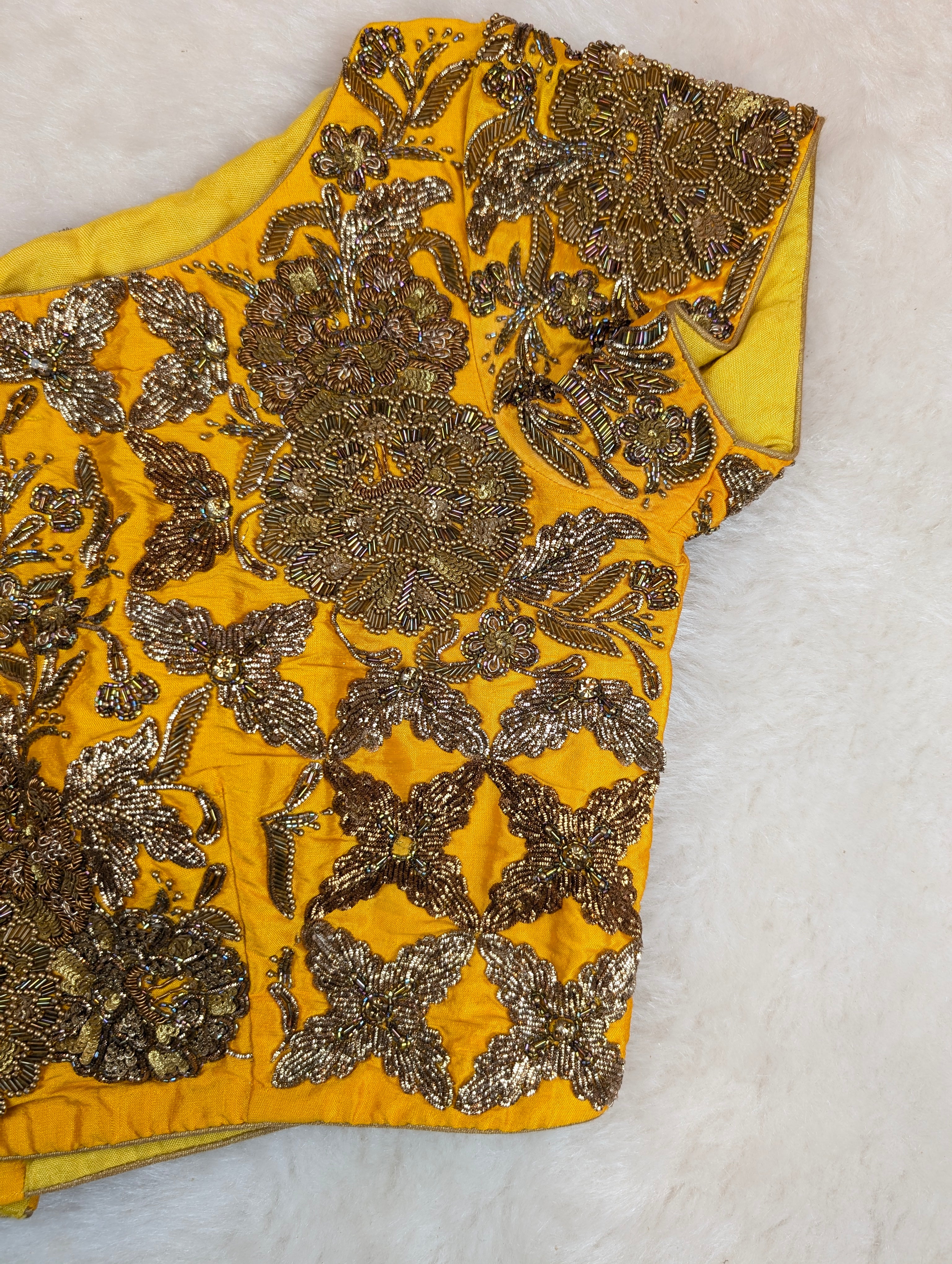 Heavy Hand Embroidered Yellow Blouse