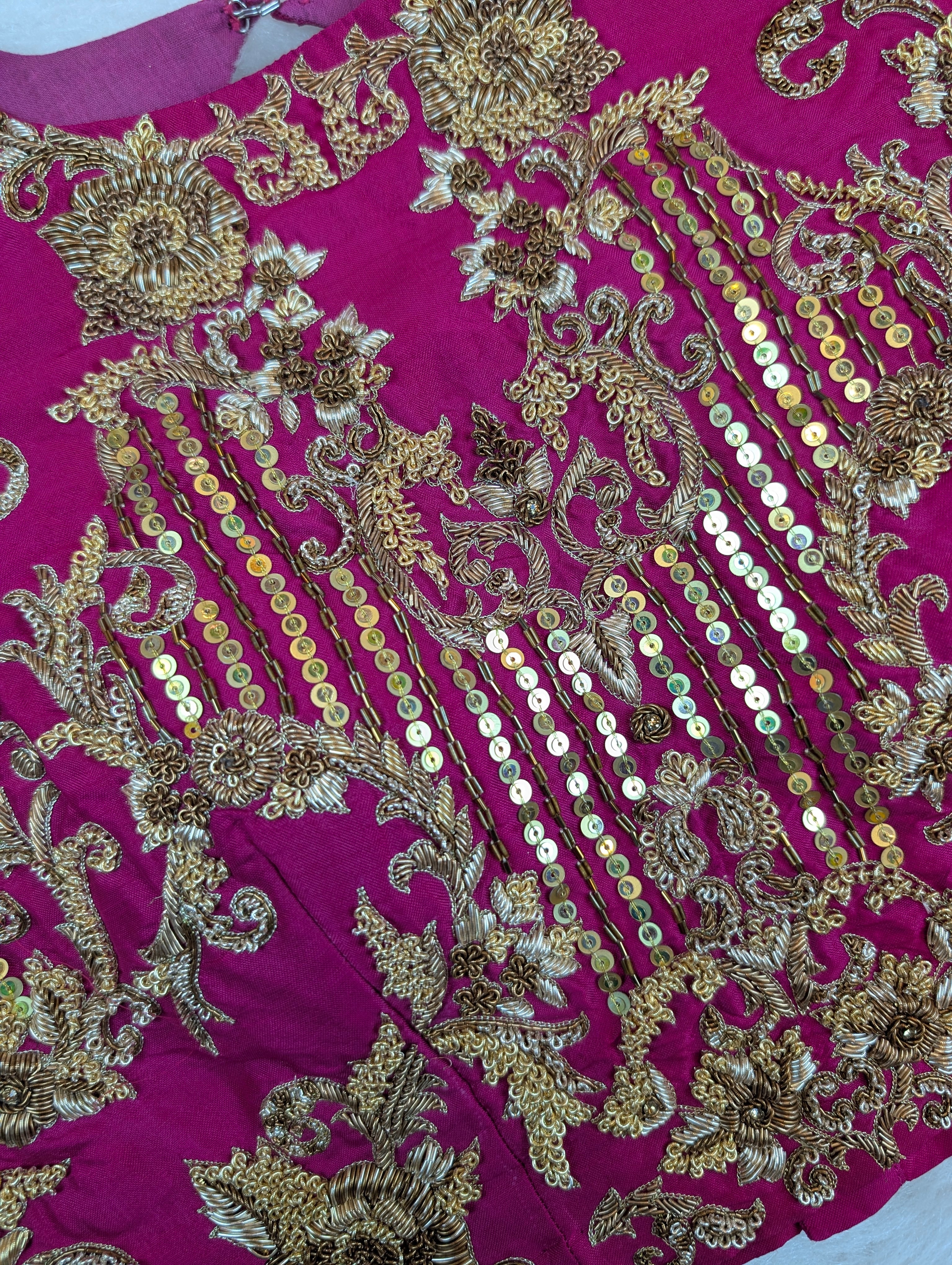 Magenta Heavy Embroidered Full Sleeve Blouse