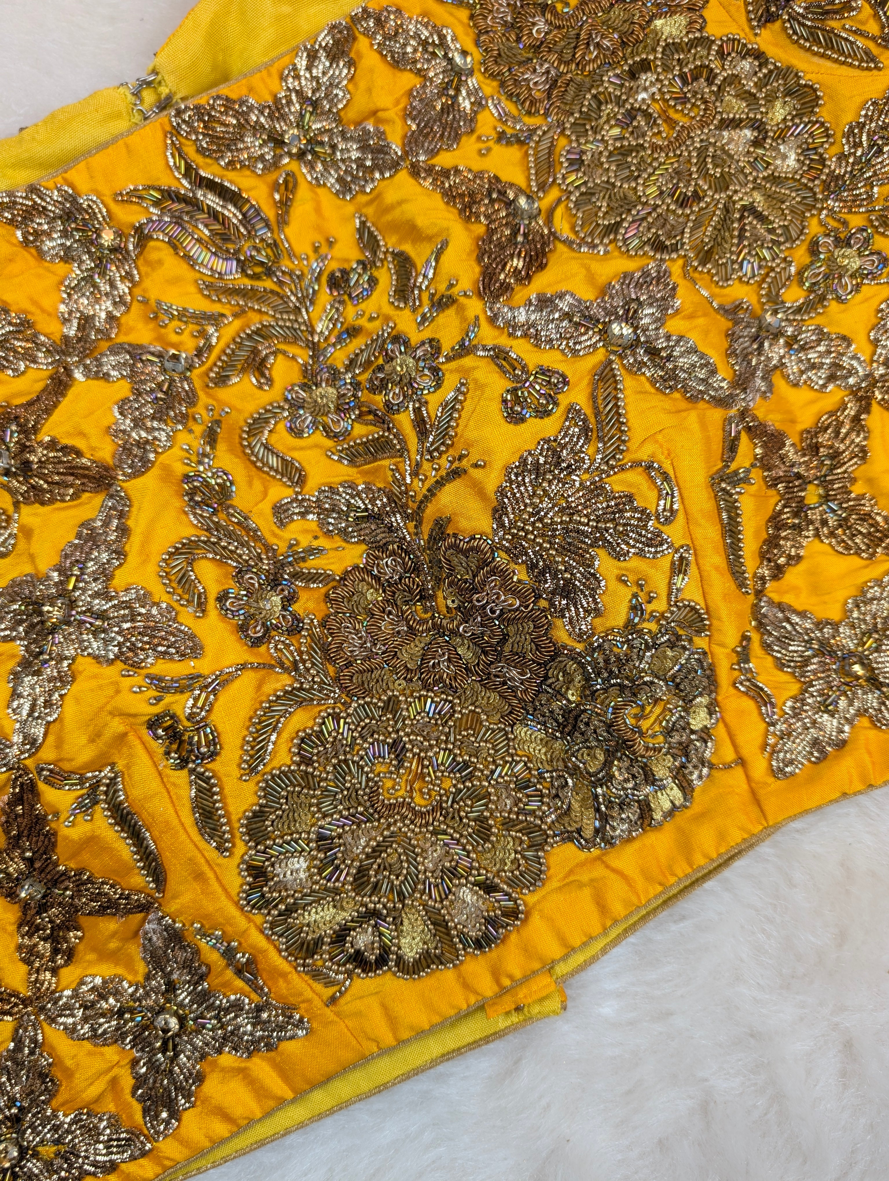 Heavy Hand Embroidered Yellow Blouse