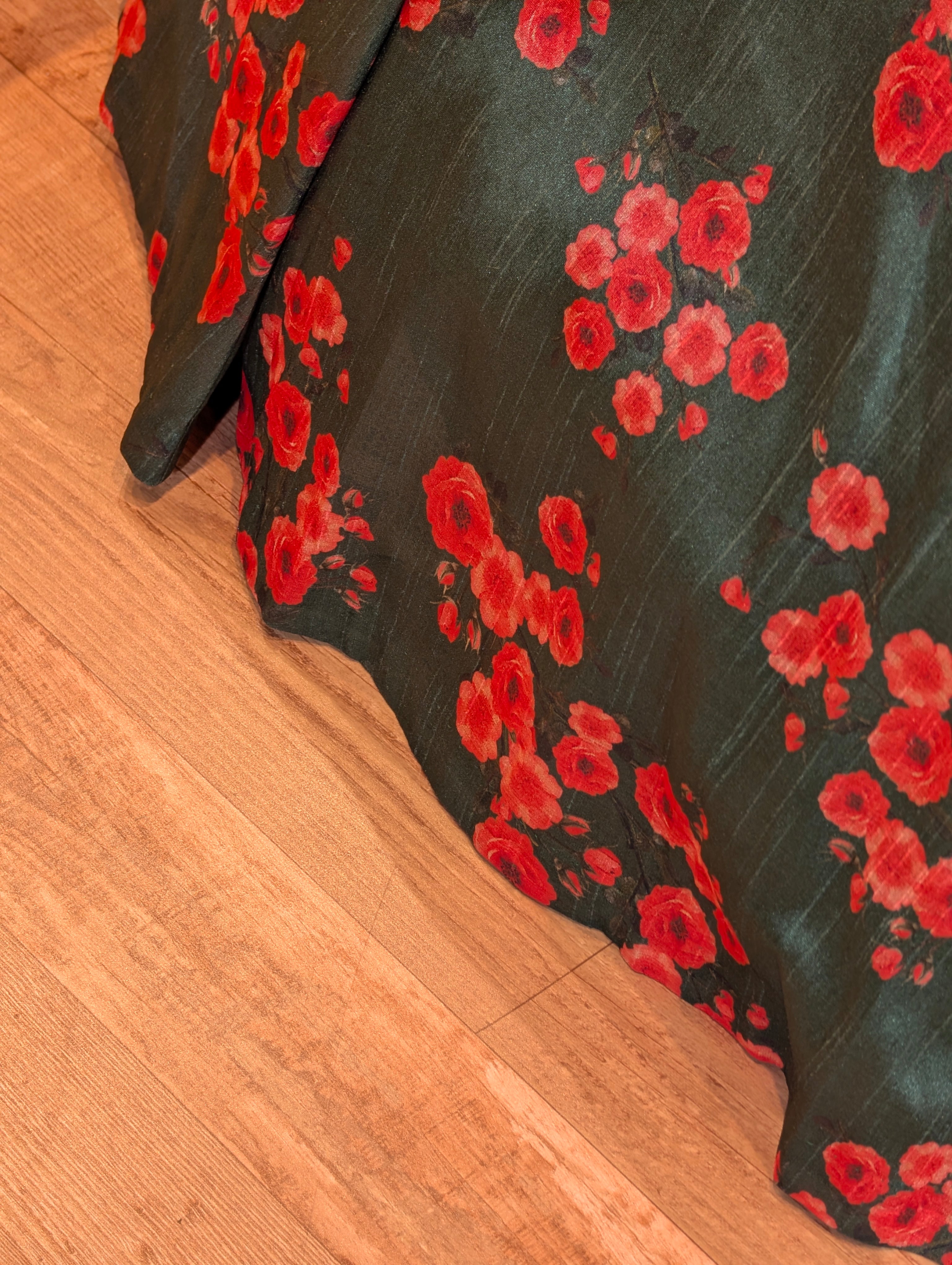 Floral Charm Green & Red Lehenga