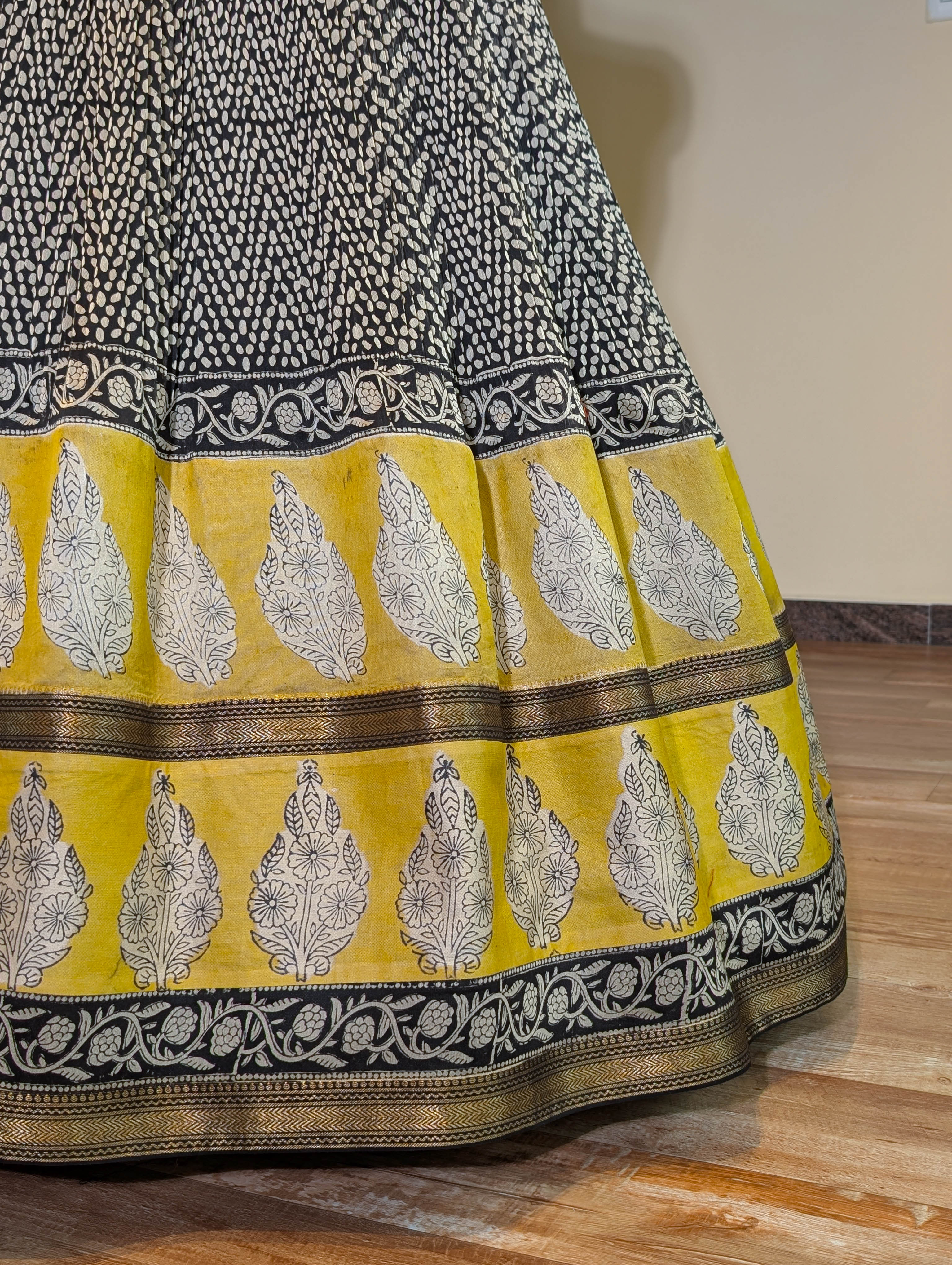 Elegant Black Anarkali with Mustard Yellow Border