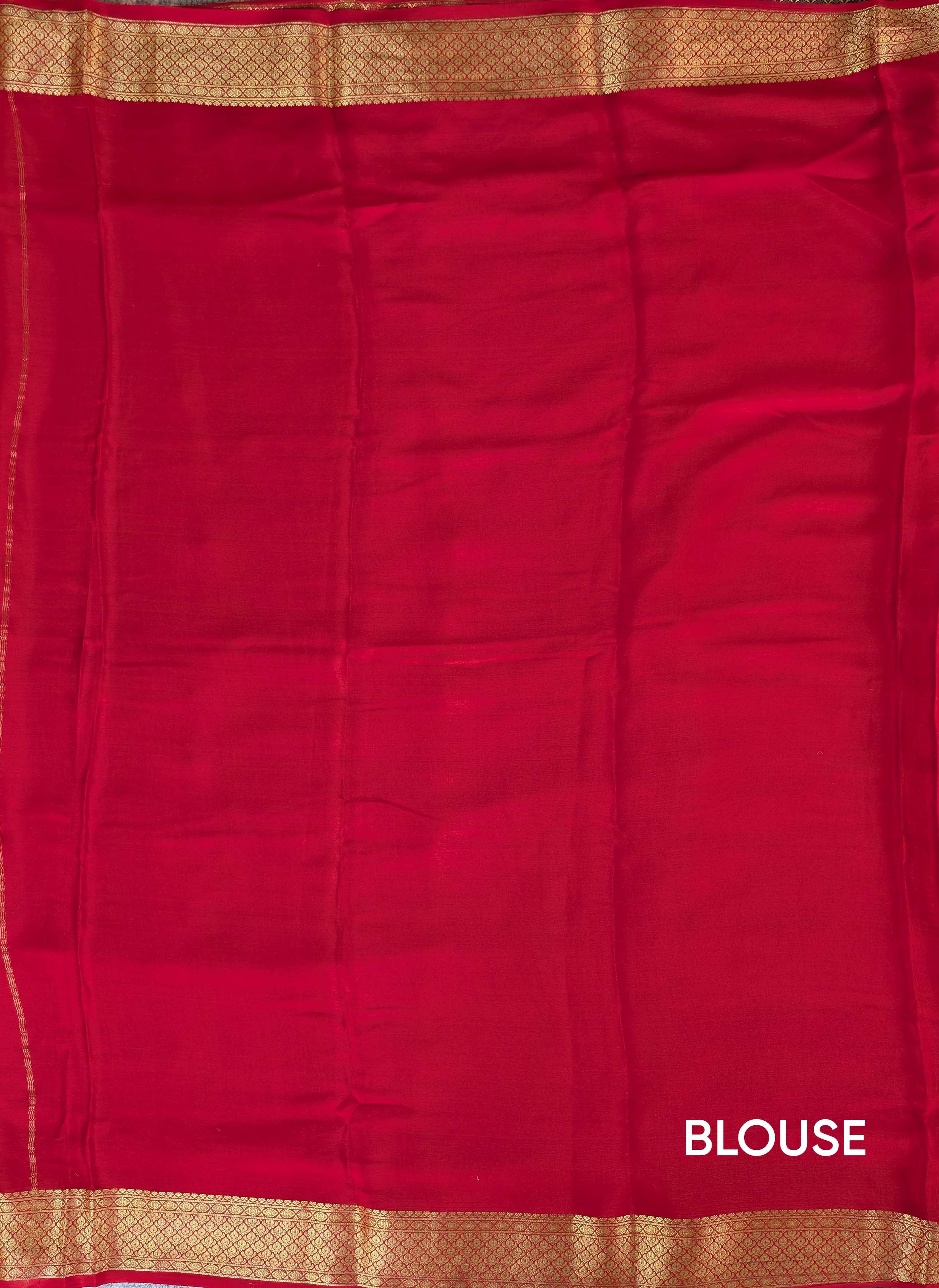 Pure Mysore Silk Crepe - Light Brown with Red & Black 3D Pattern