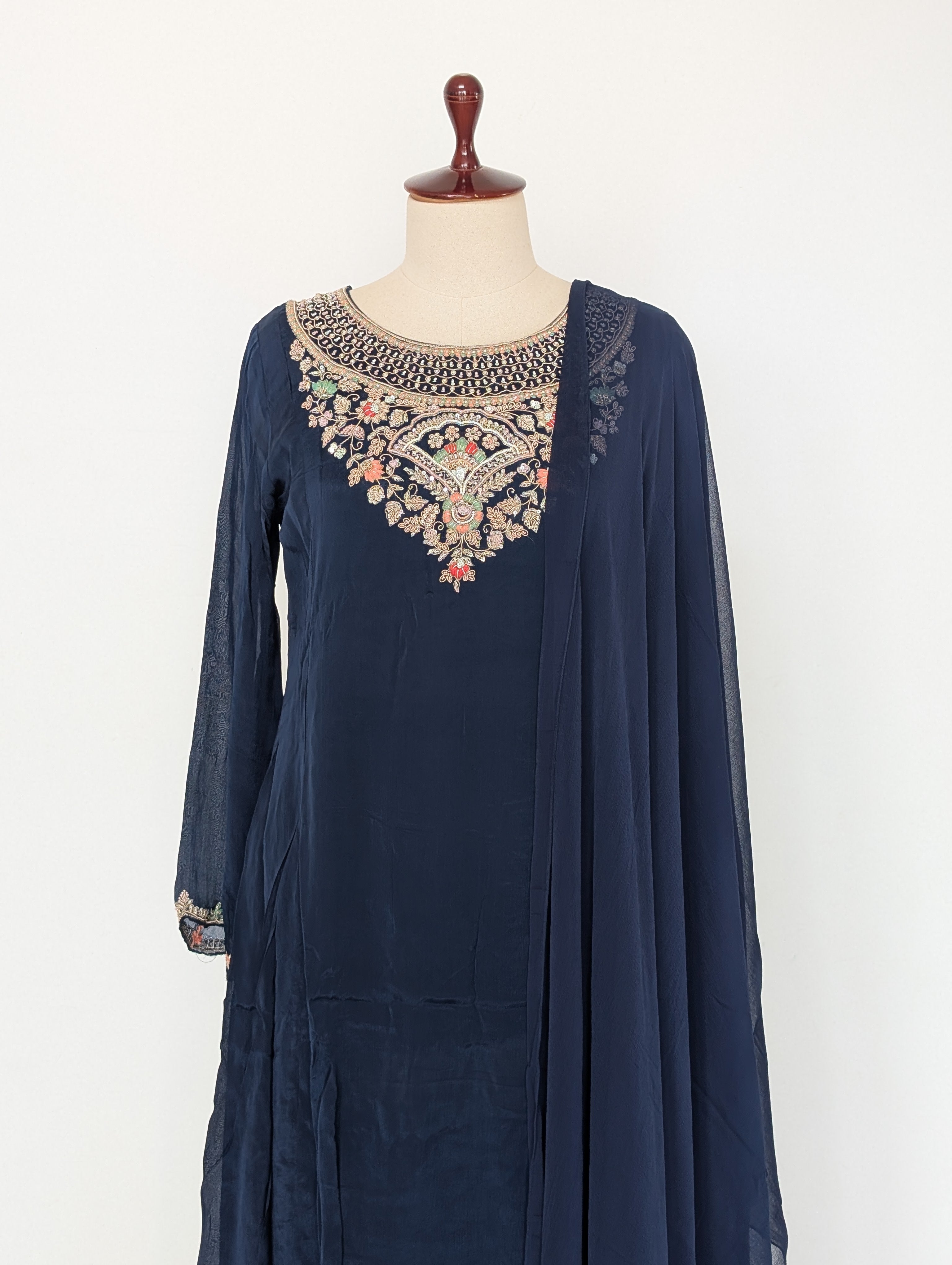 Navy Blue Embroidered Salwar