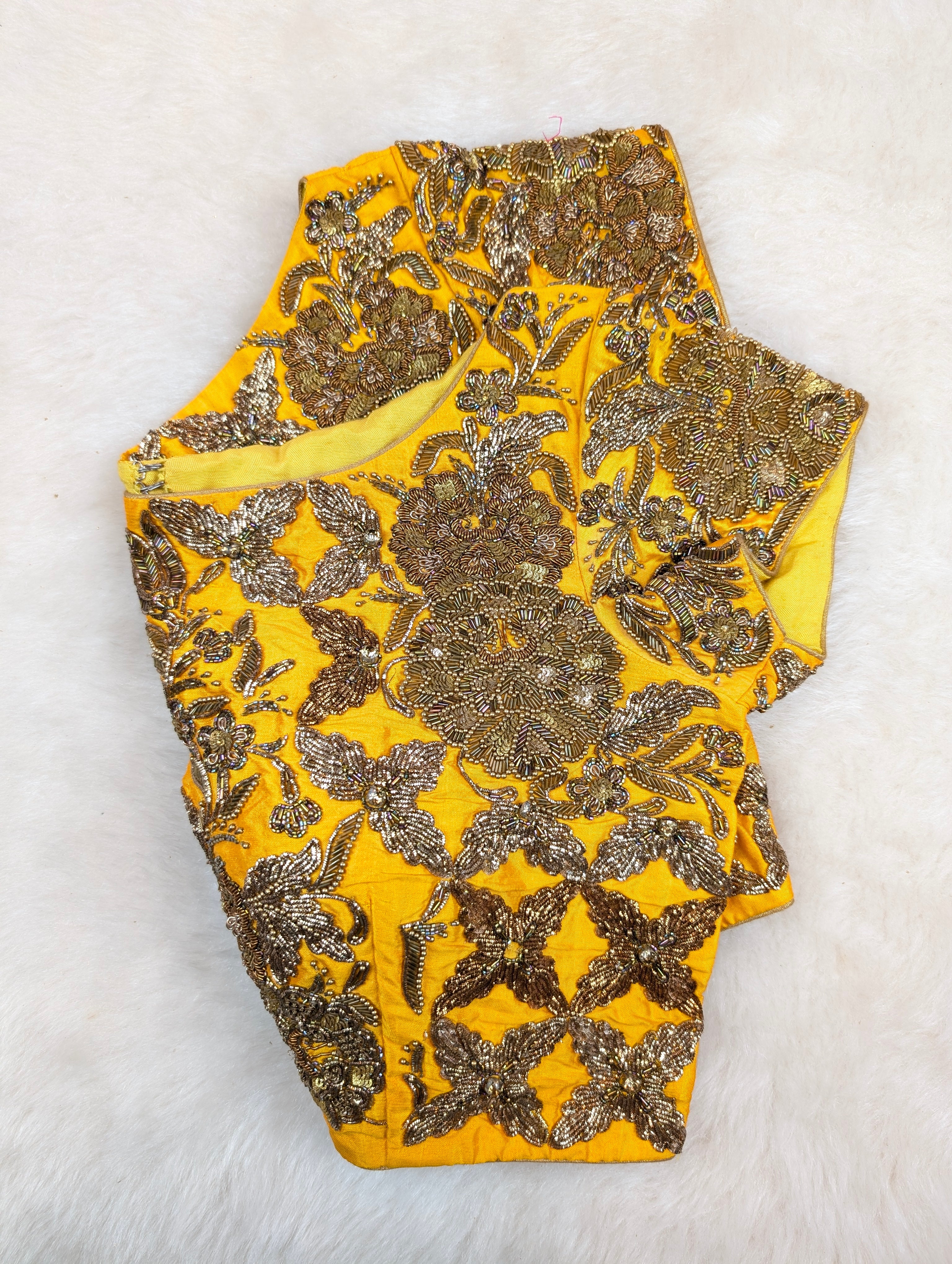 Heavy Hand Embroidered Yellow Blouse