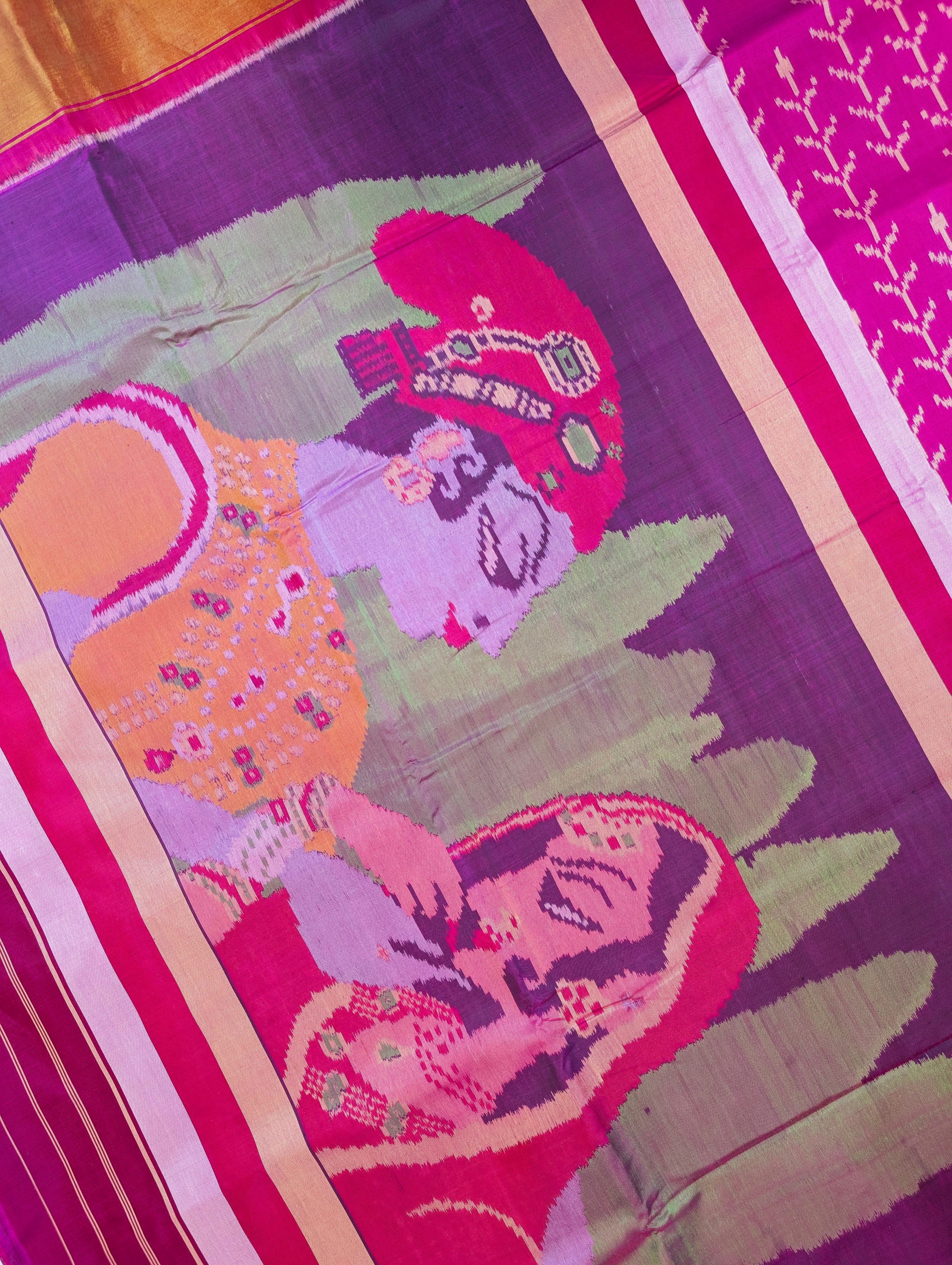 Handloom Patola Pure Silk Saree X Magenta Vine