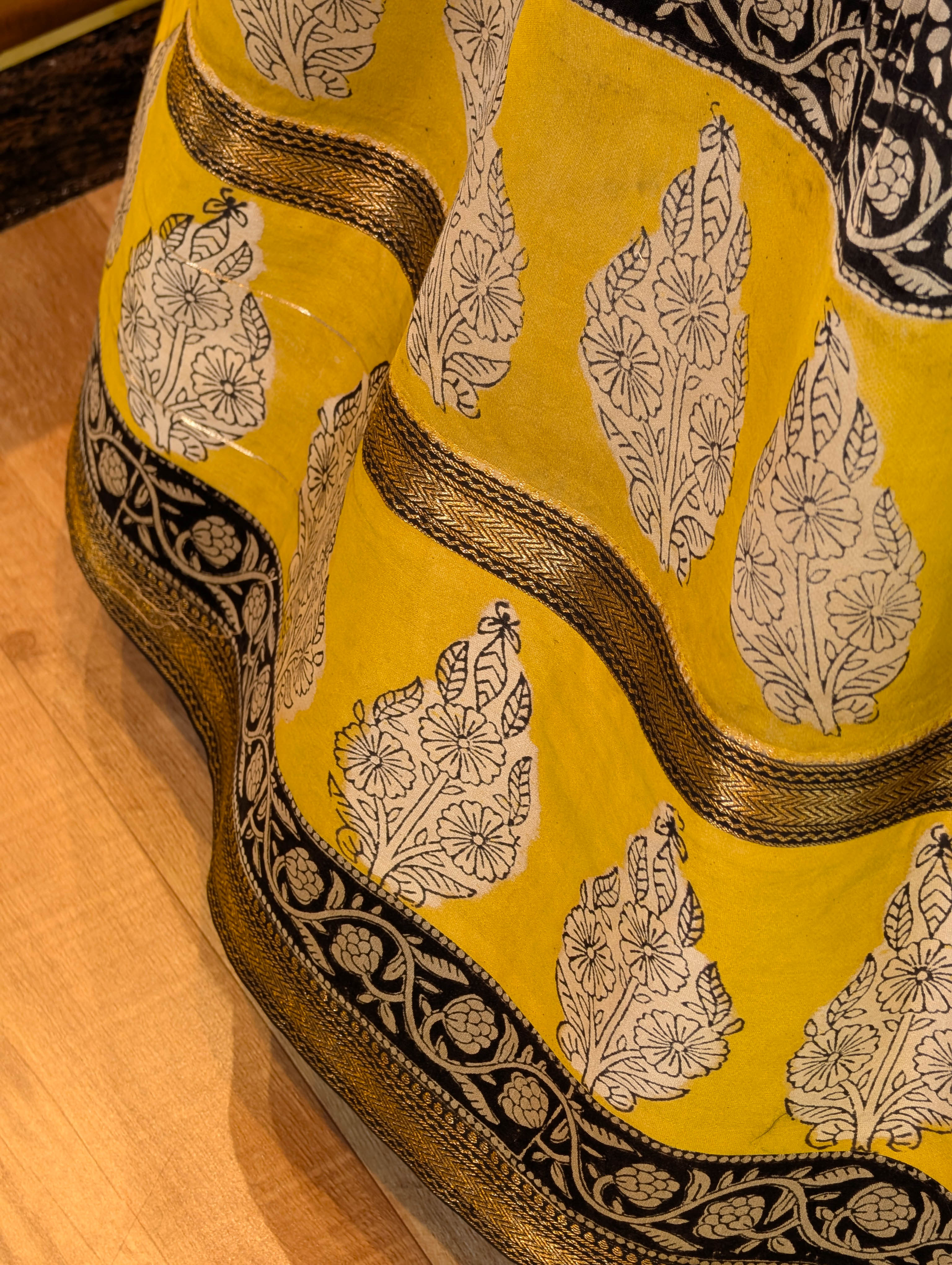 Elegant Black Anarkali with Mustard Yellow Border