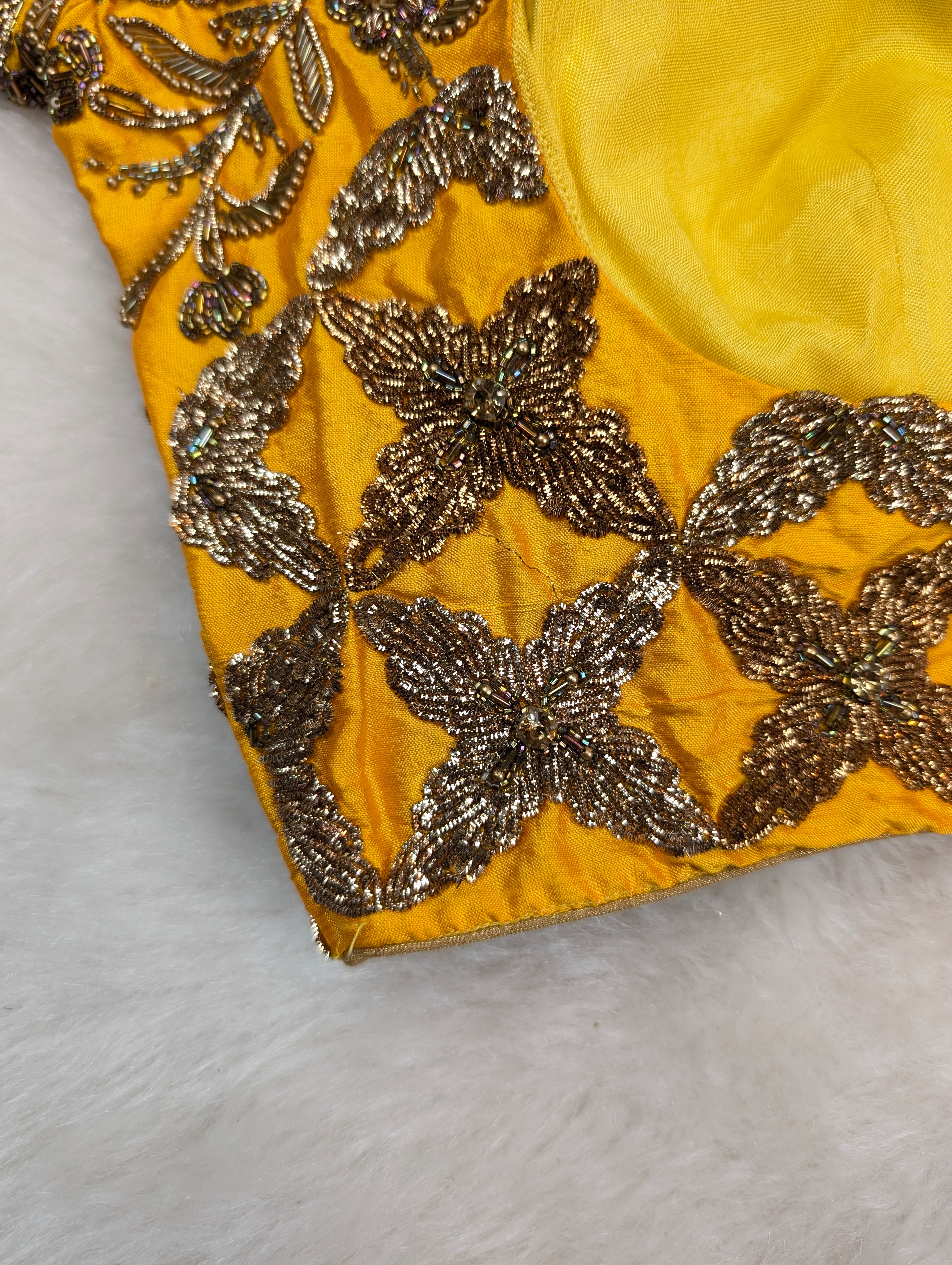 Heavy Hand Embroidered Yellow Blouse