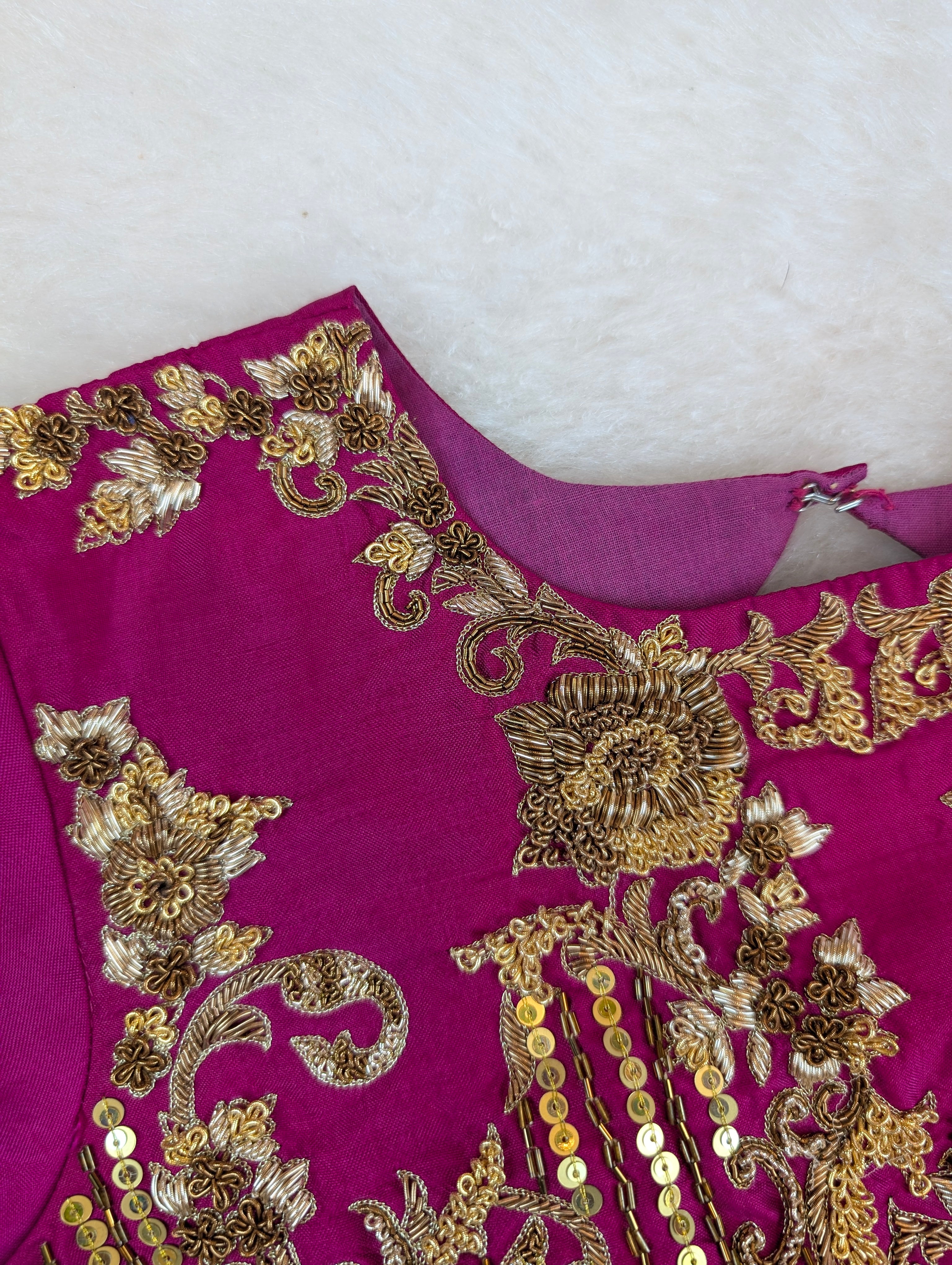 Magenta Heavy Embroidered Full Sleeve Blouse