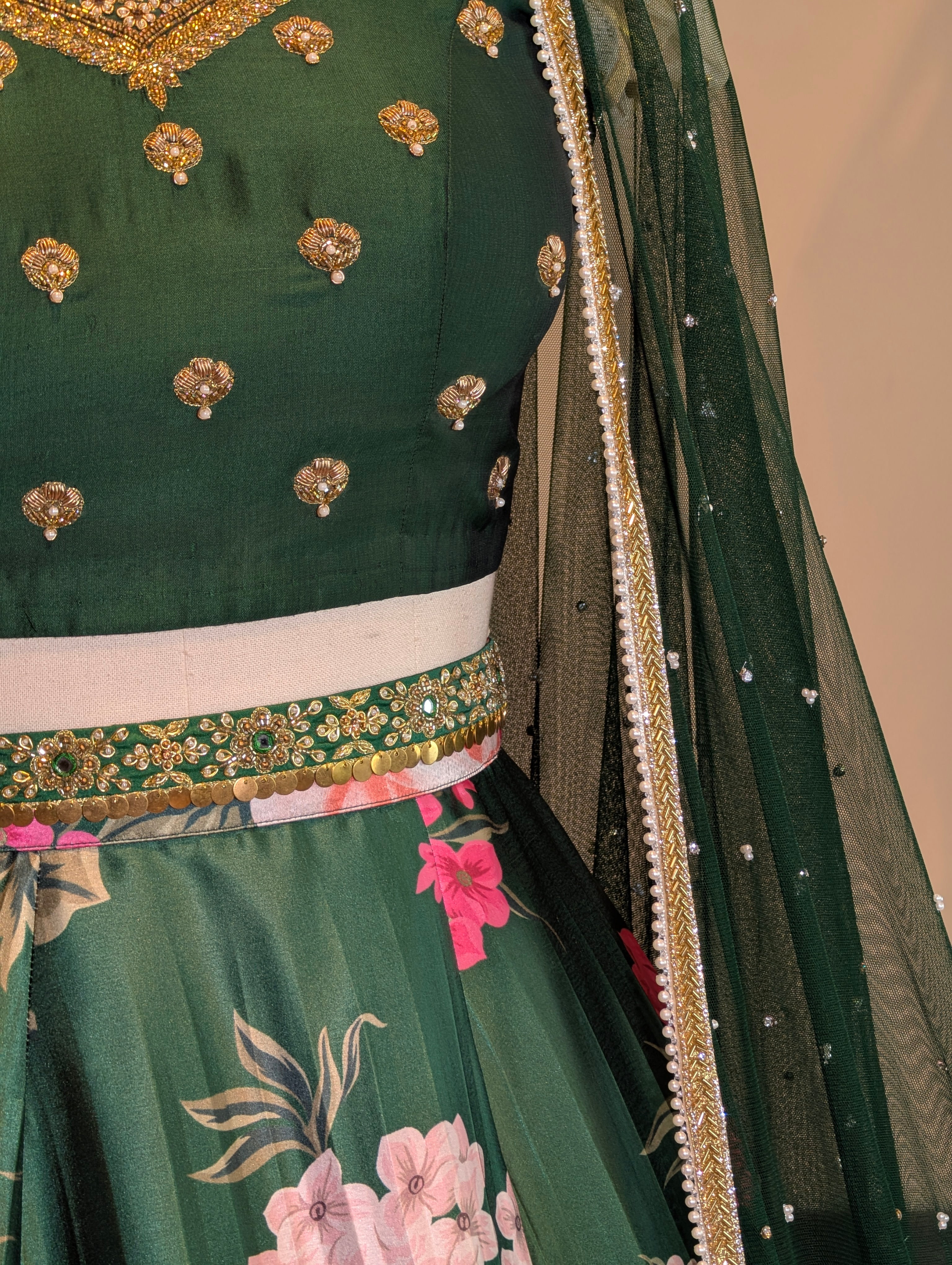 Enchanted Green Floral Lehenga