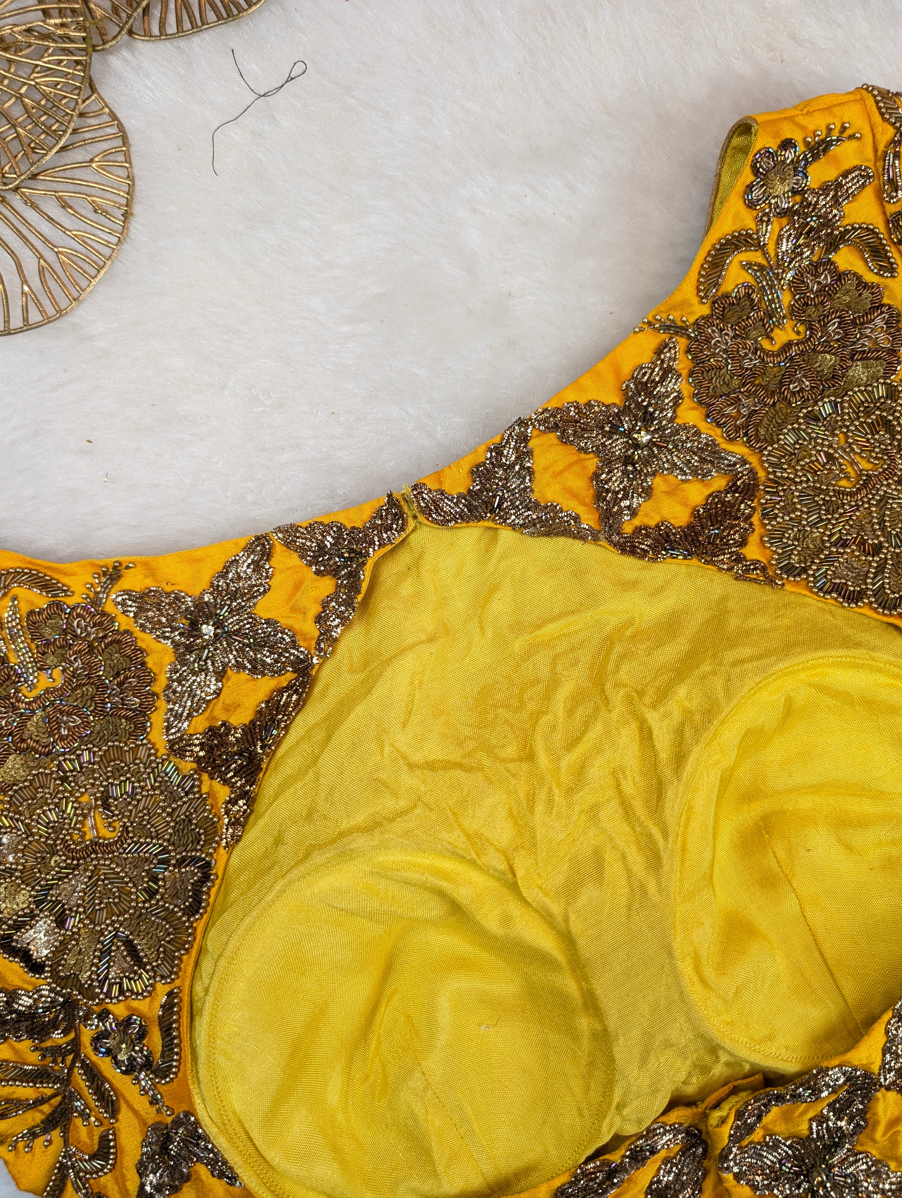 Heavy Hand Embroidered Yellow Blouse