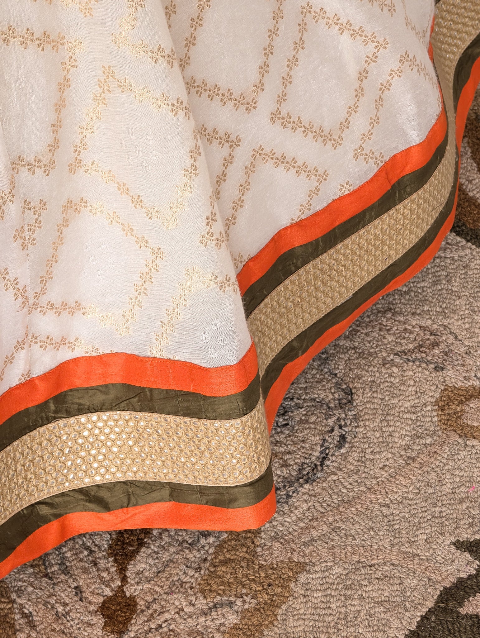 Ivory & Olive Green Anarkali