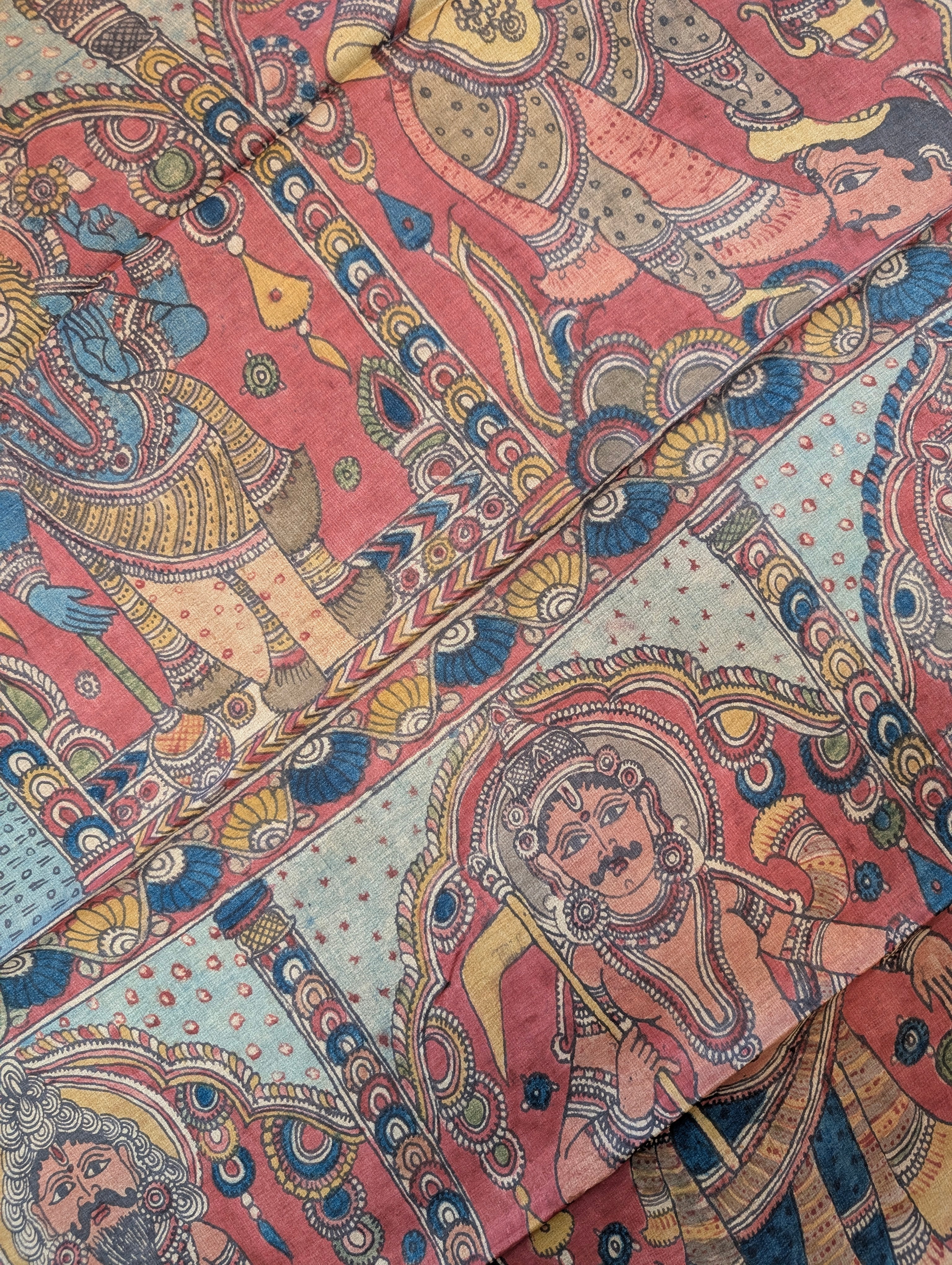 Pure tussar silk X Pen Kalamkari - Dashavataram Depiction