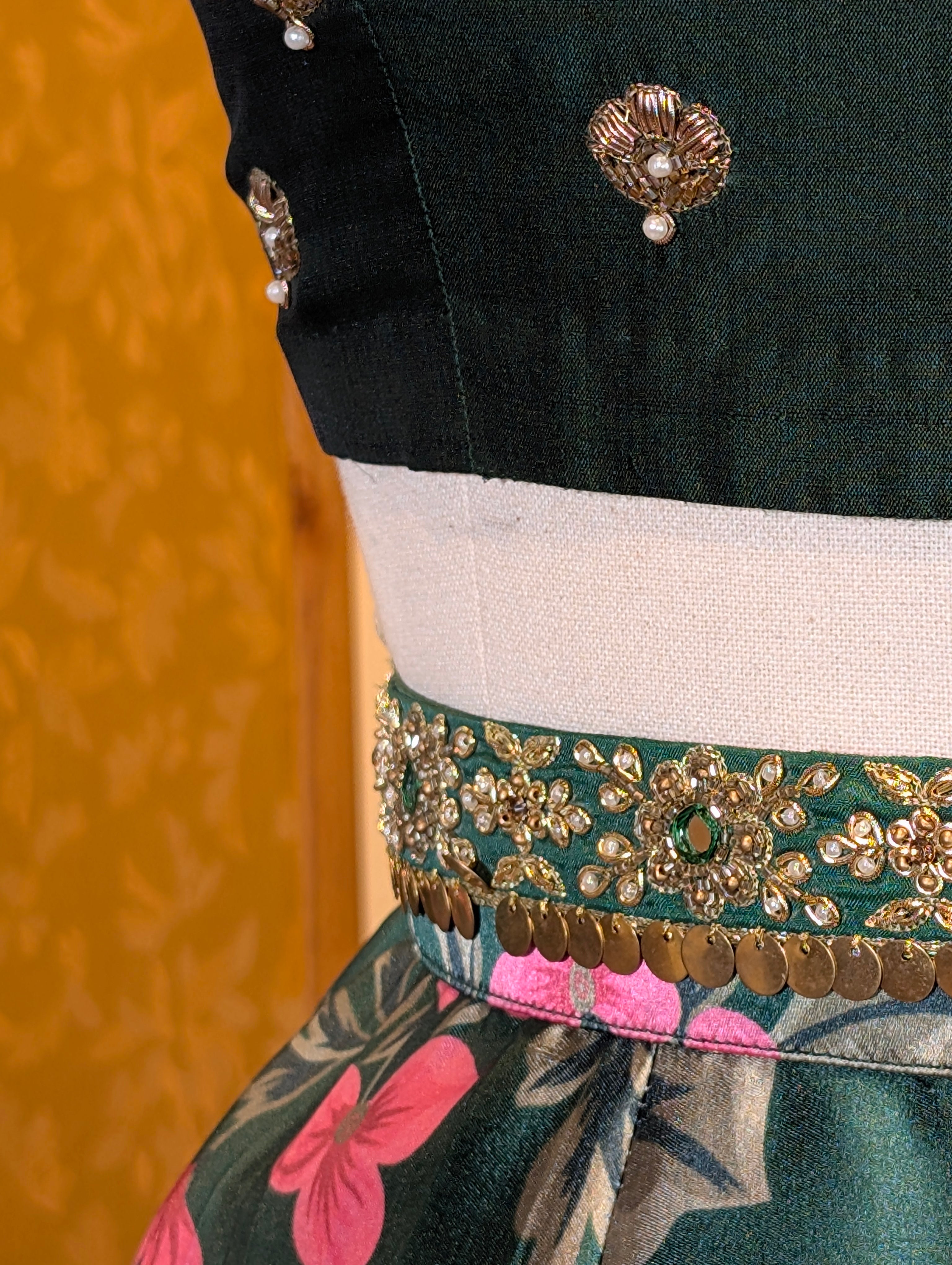 Enchanted Green Floral Lehenga