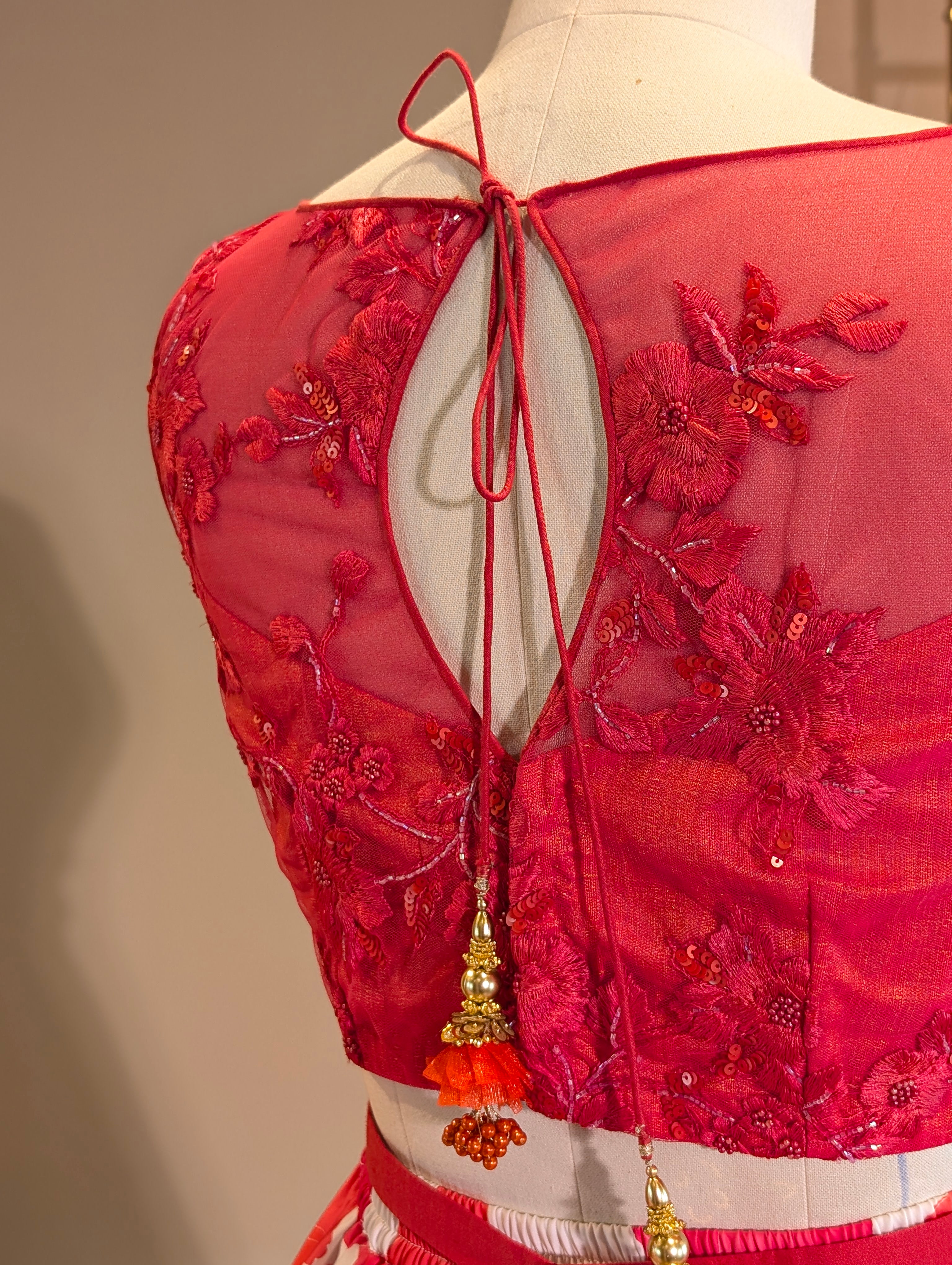 Vibrant Pink & White Floral Lehenga with Embroidered Blouse