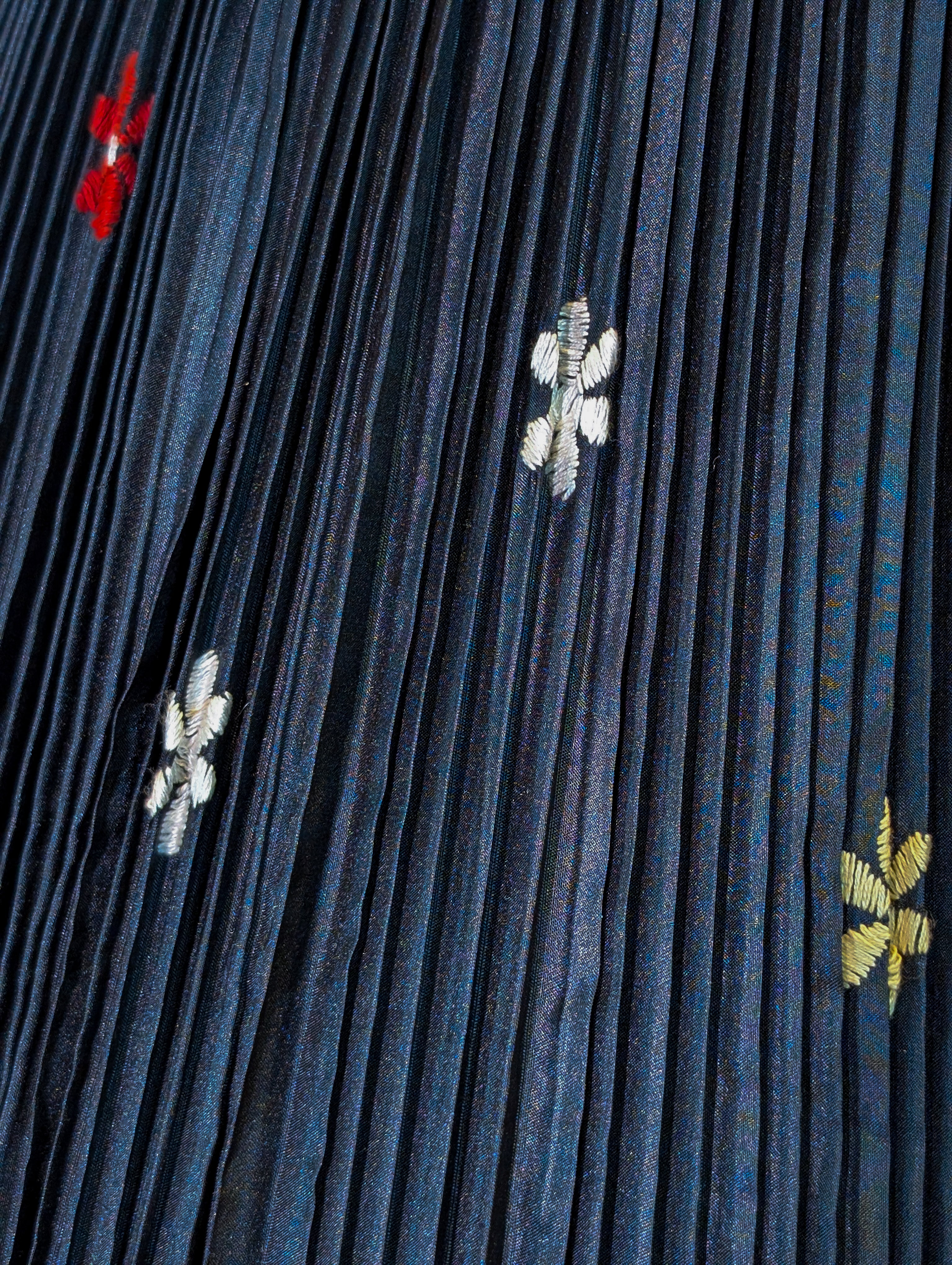 Black Kantha Embroidered Crop Top Skirt