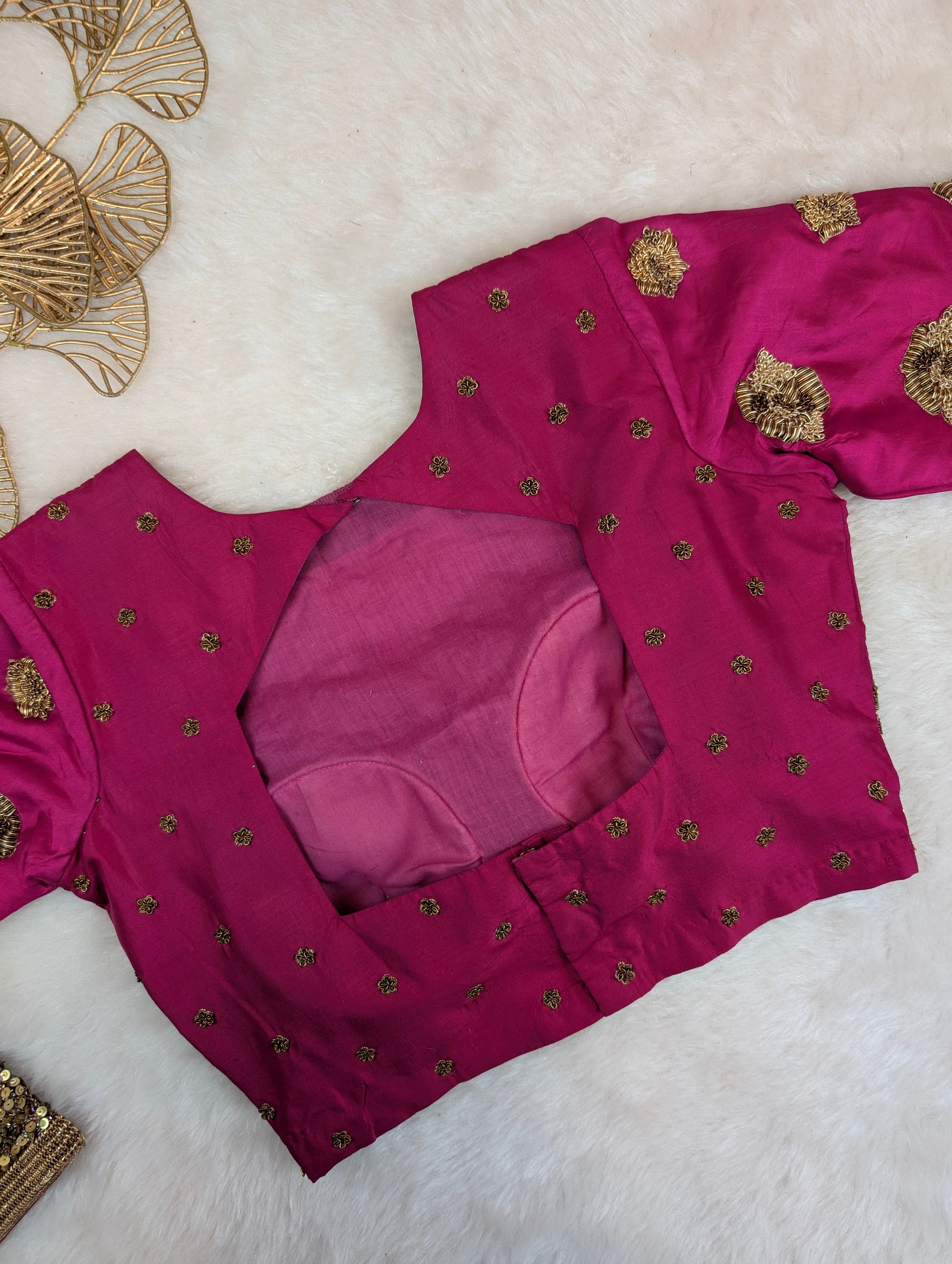 Magenta Heavy Embroidered Full Sleeve Blouse