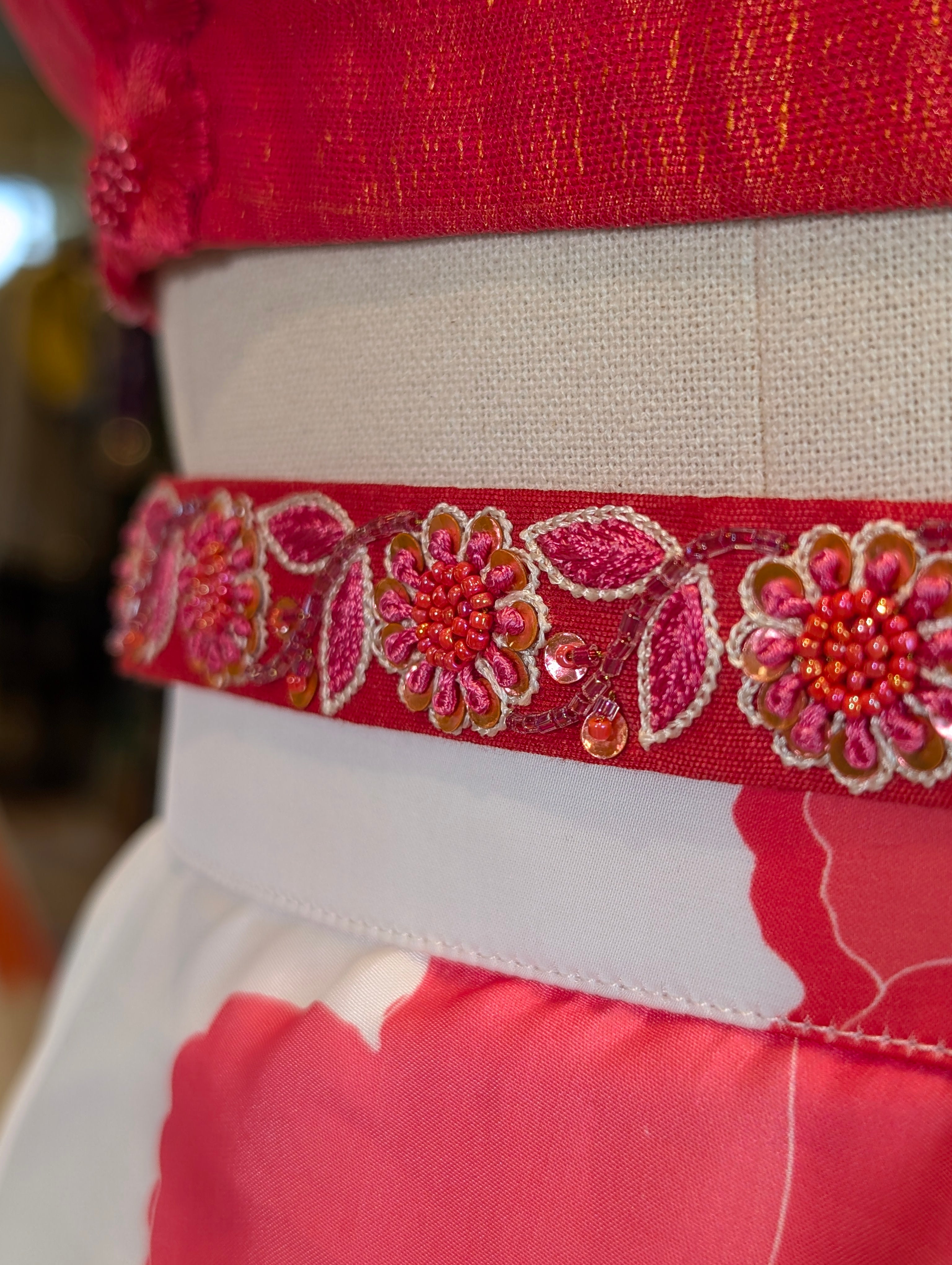 Vibrant Pink & White Floral Lehenga with Embroidered Blouse