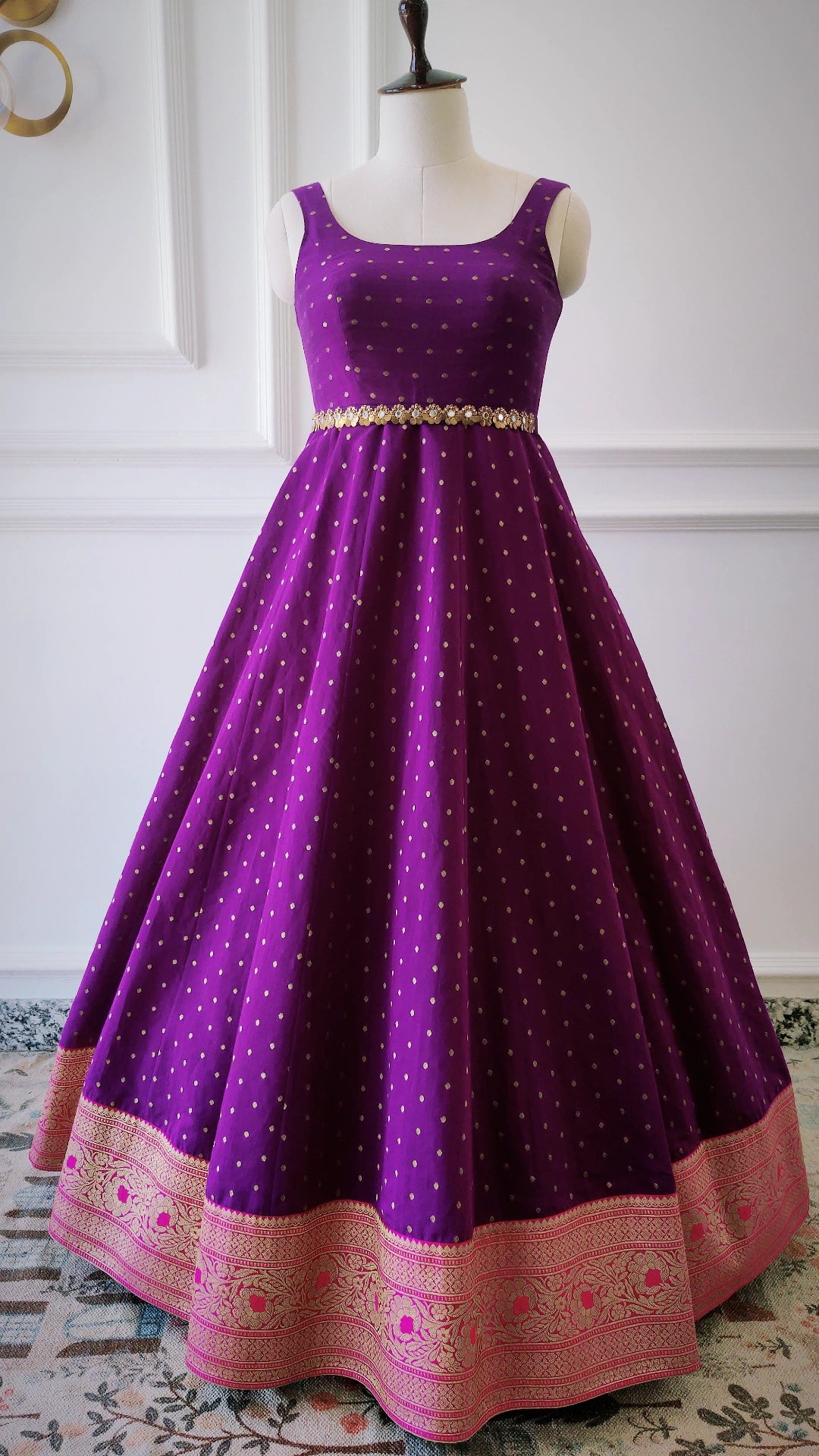 Elegant Purple Sleeveless Anarkali