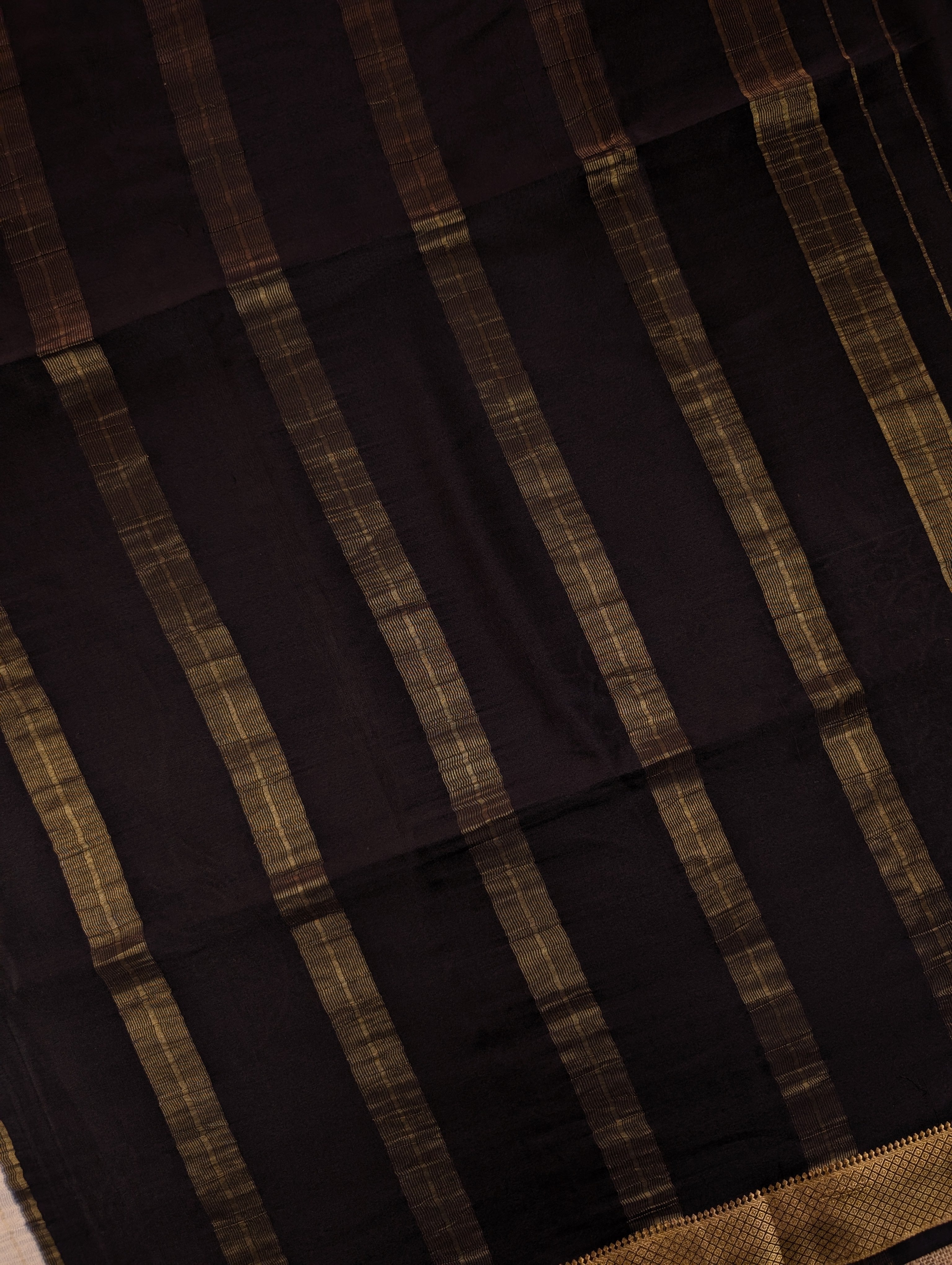 Pure Mysore Silk Crepe - Black & White Hand Brush Paint Saree