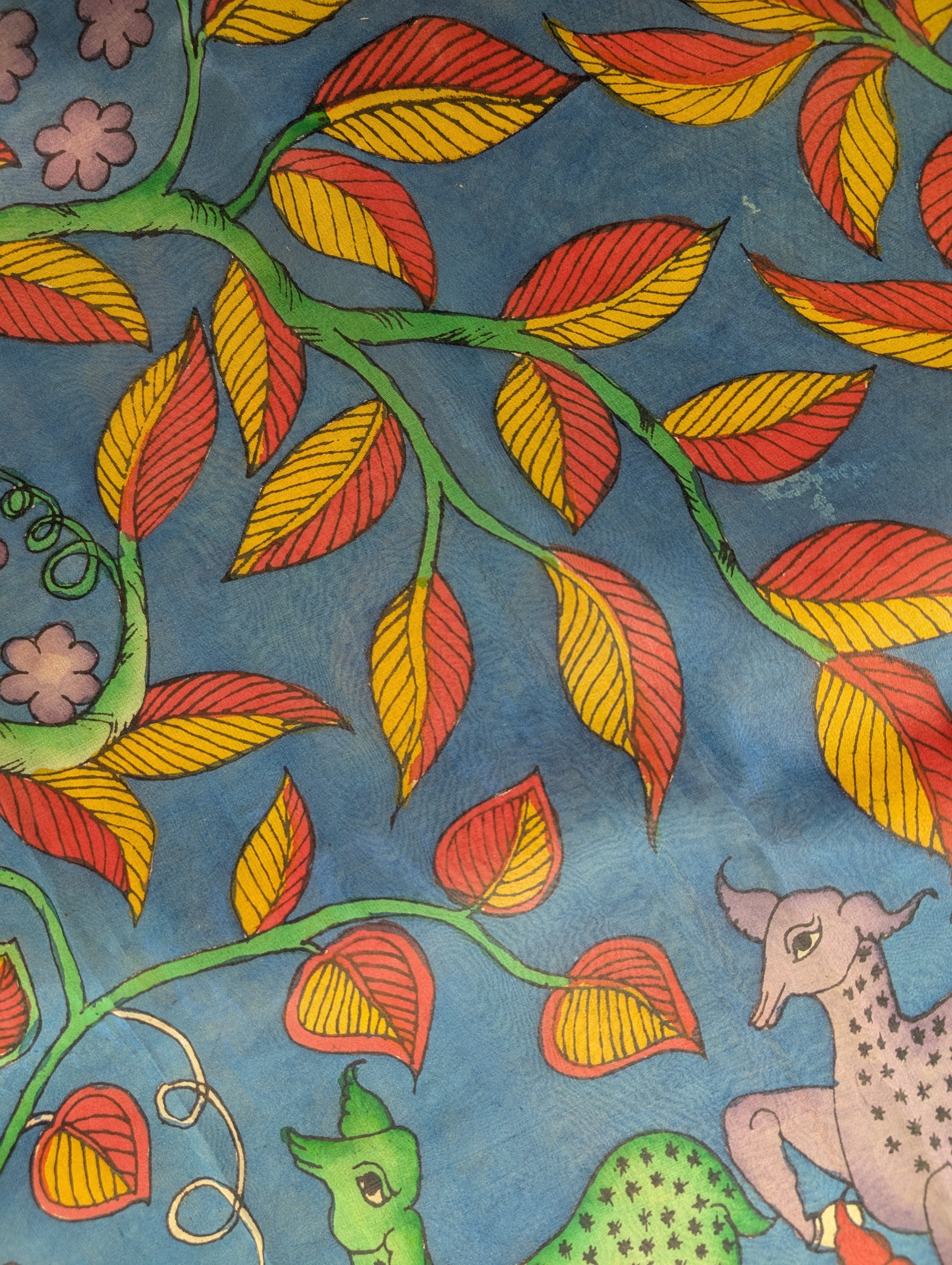 Organza X Pen Kalamkari - Aqua Blue