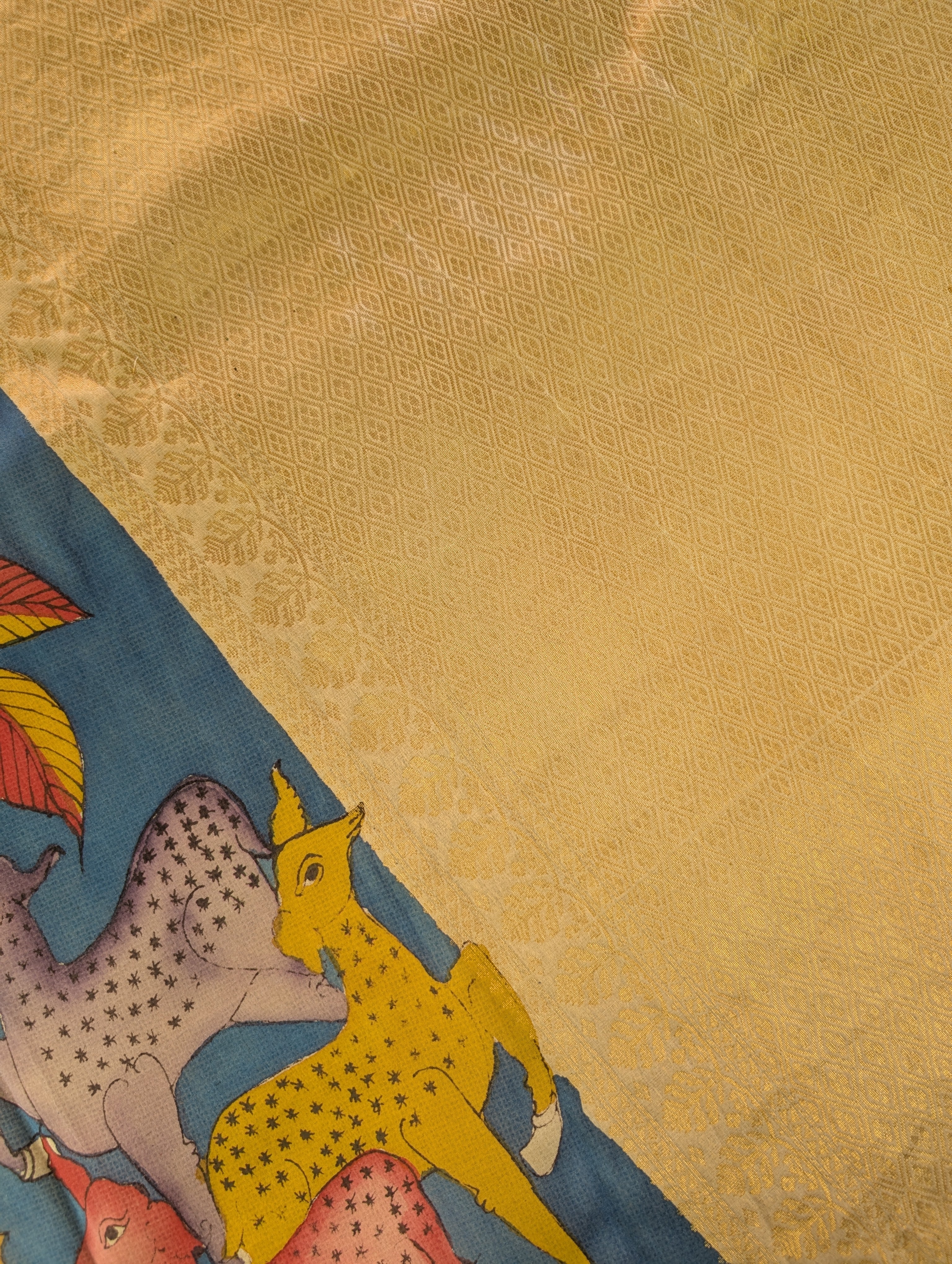 Organza X Pen Kalamkari - Aqua Blue