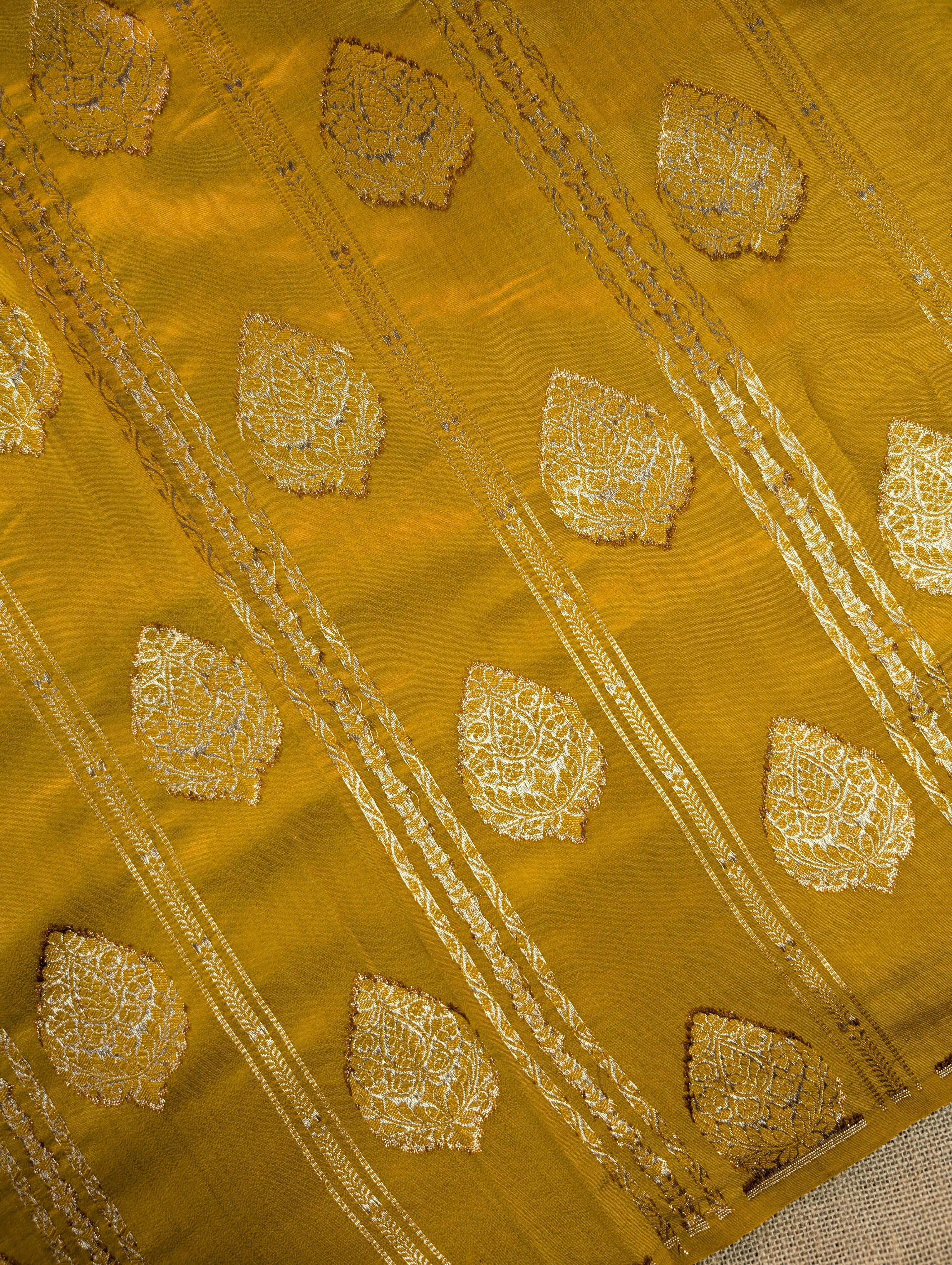Banarasi Moonga Silk - Golden Mustard (zari leaf motifs)