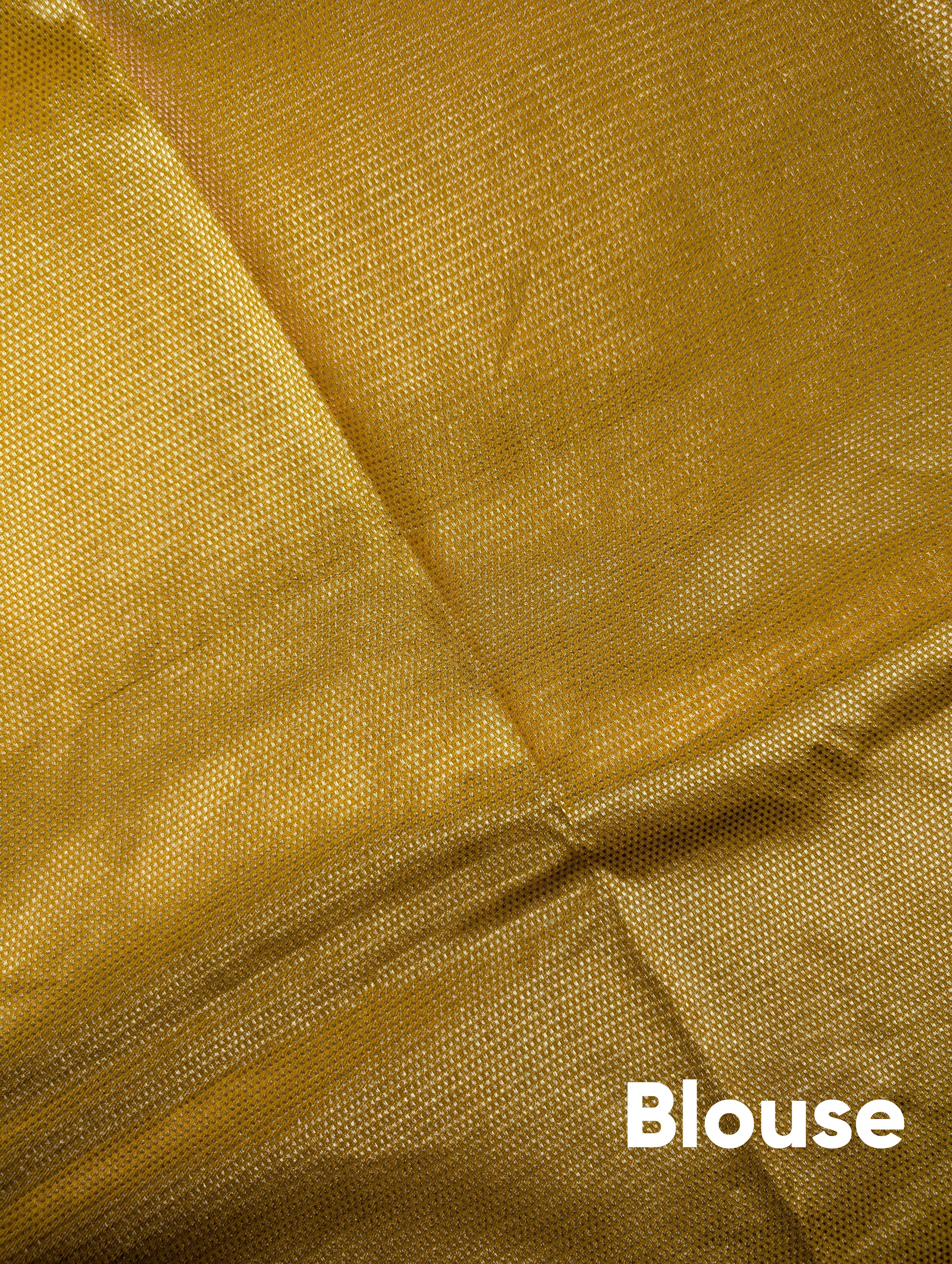 Banarasi Moonga Silk - Golden Mustard (scallop)