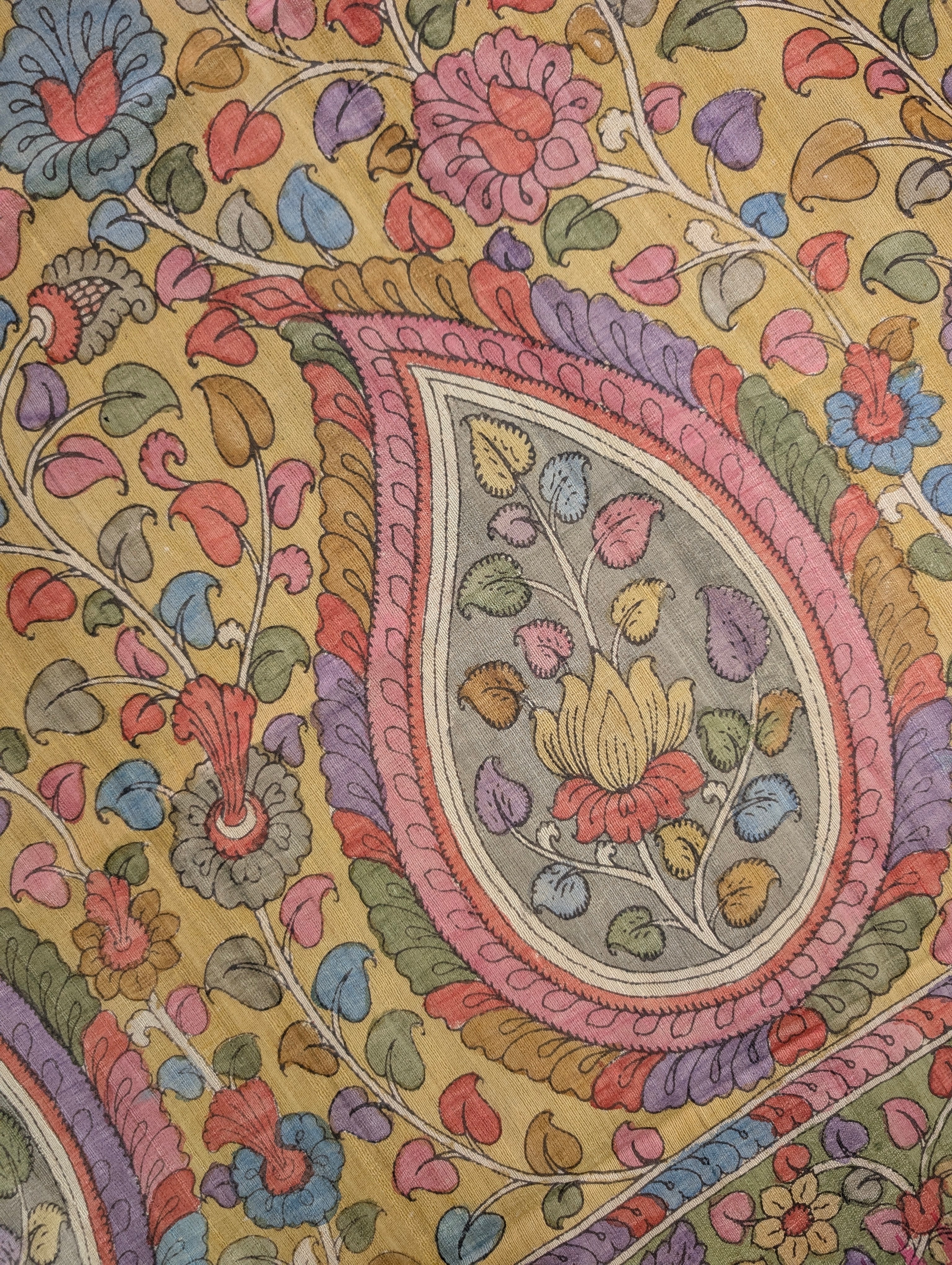 Vidharba Tussar X Pen Kalamkari – Mustard w/t Magenta