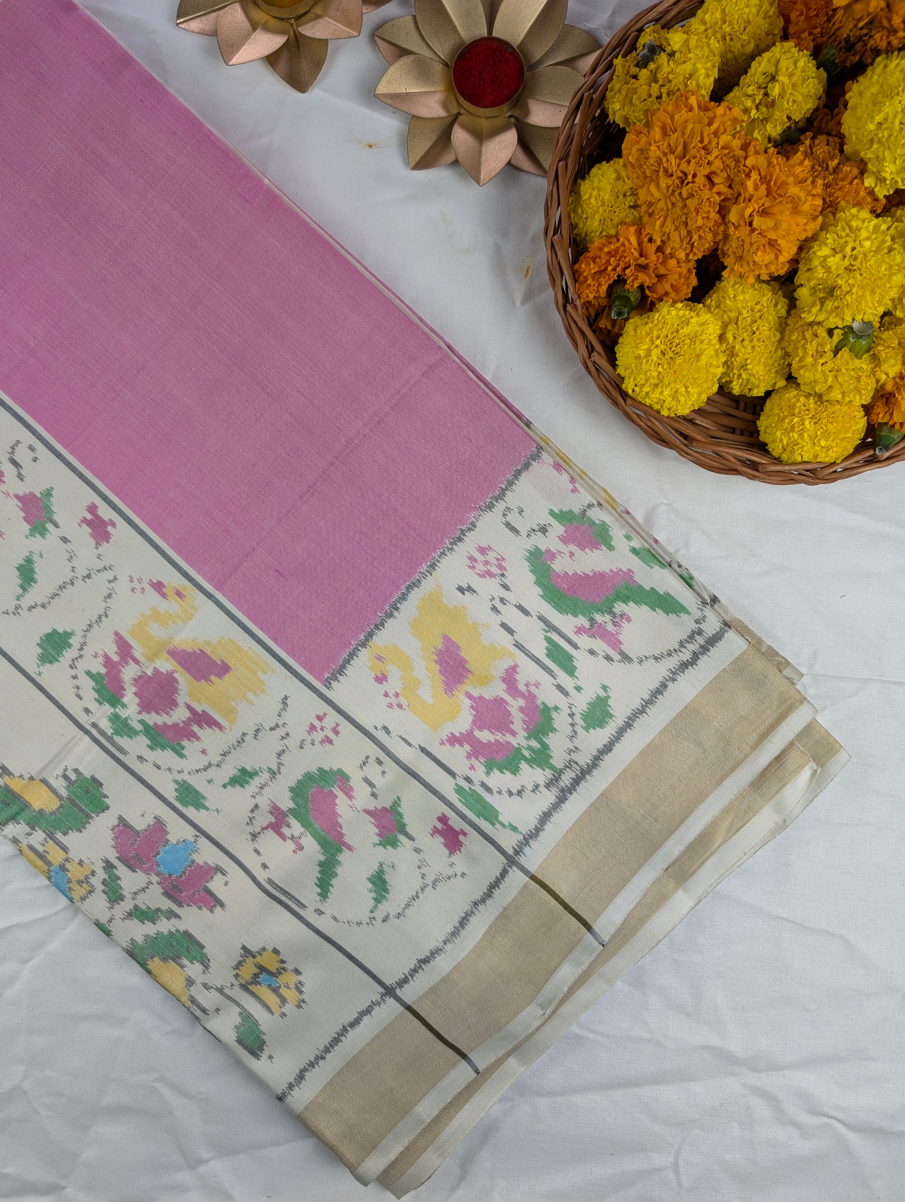 Handloom Patola Pure Silk Saree X soft pink