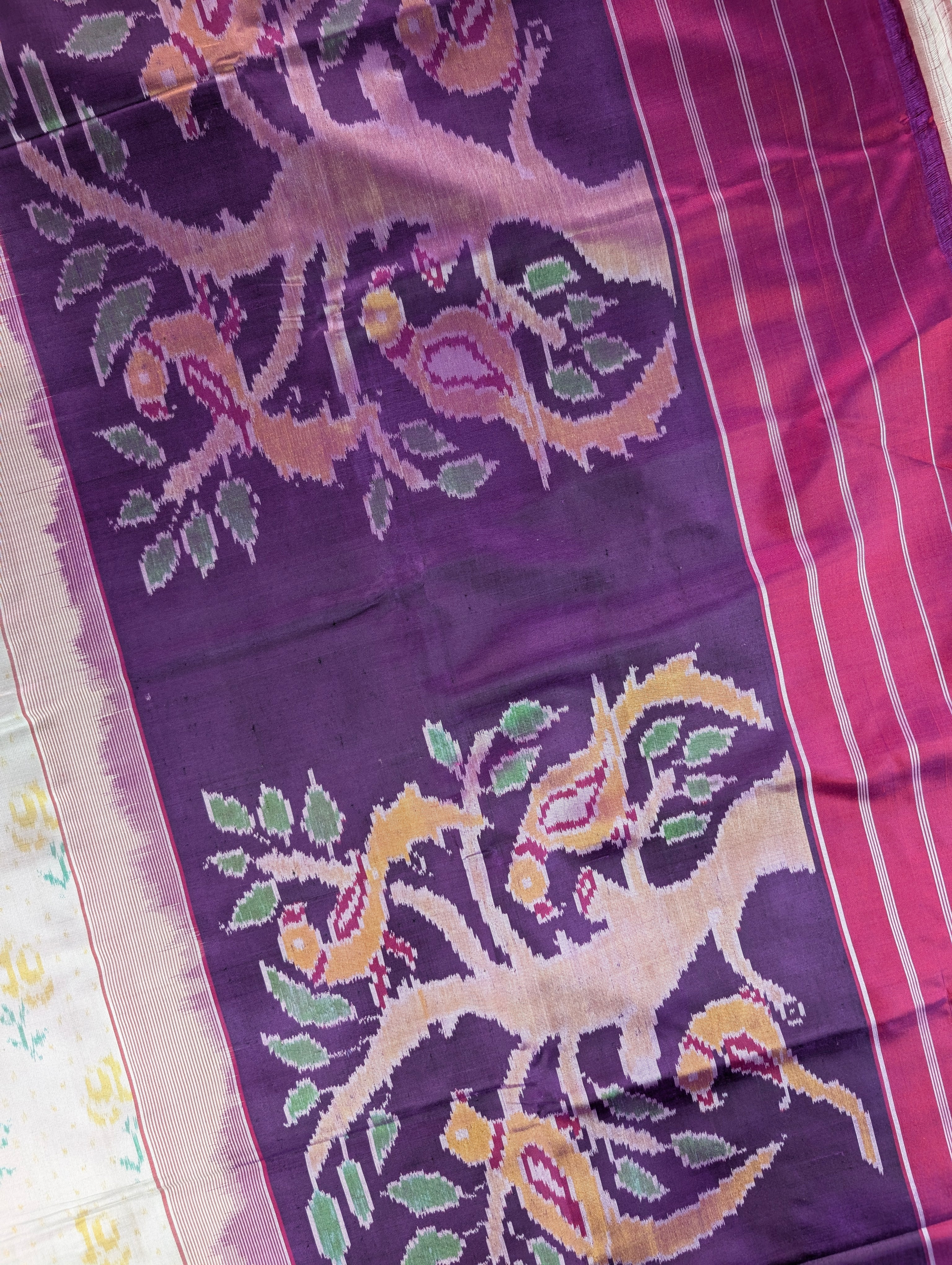 Handloom Patola Pure Silk Saree X Ivory Floral