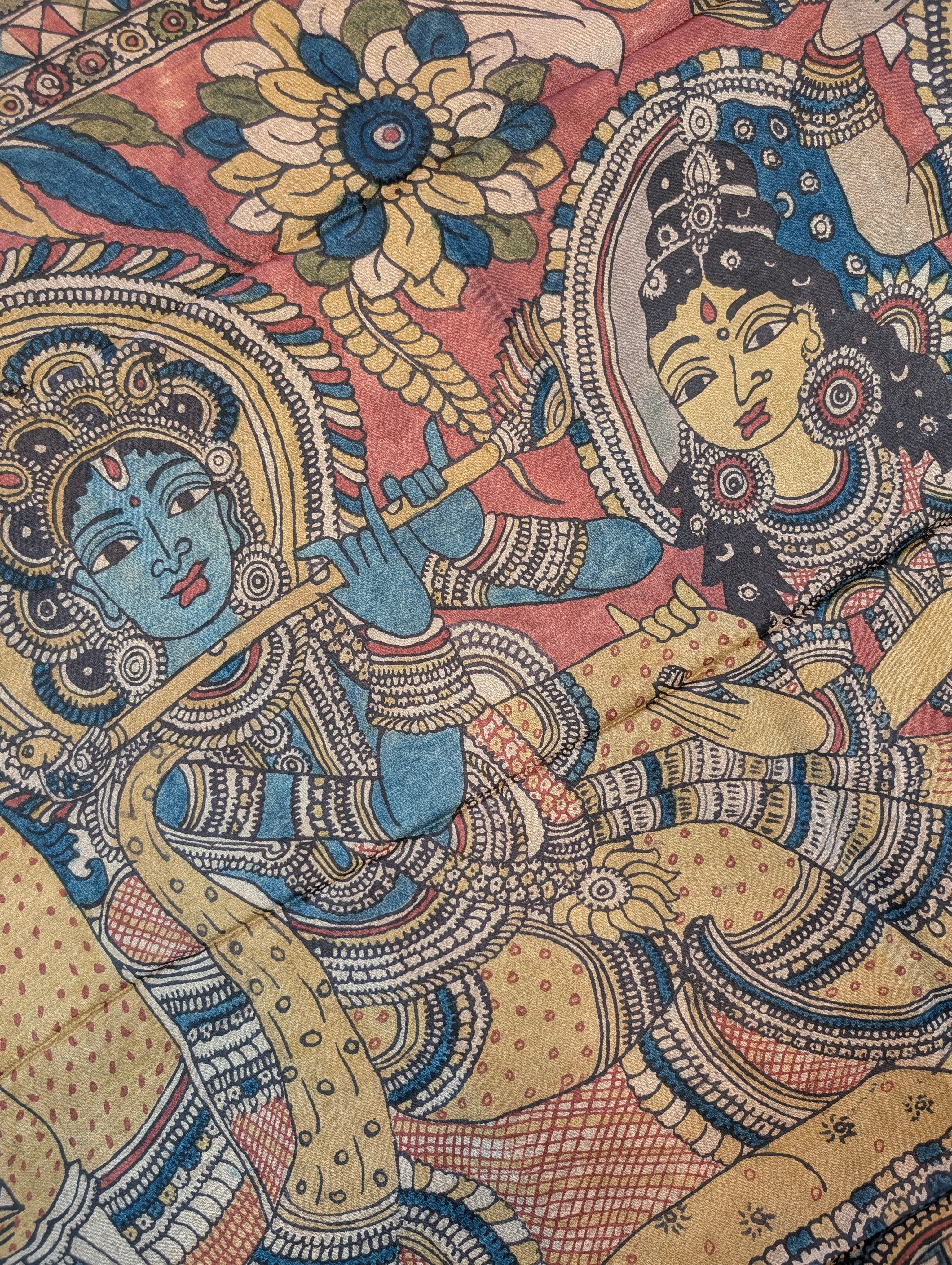 Pen Kalamkari X Pure Tussar - Muted Mustard Yellow