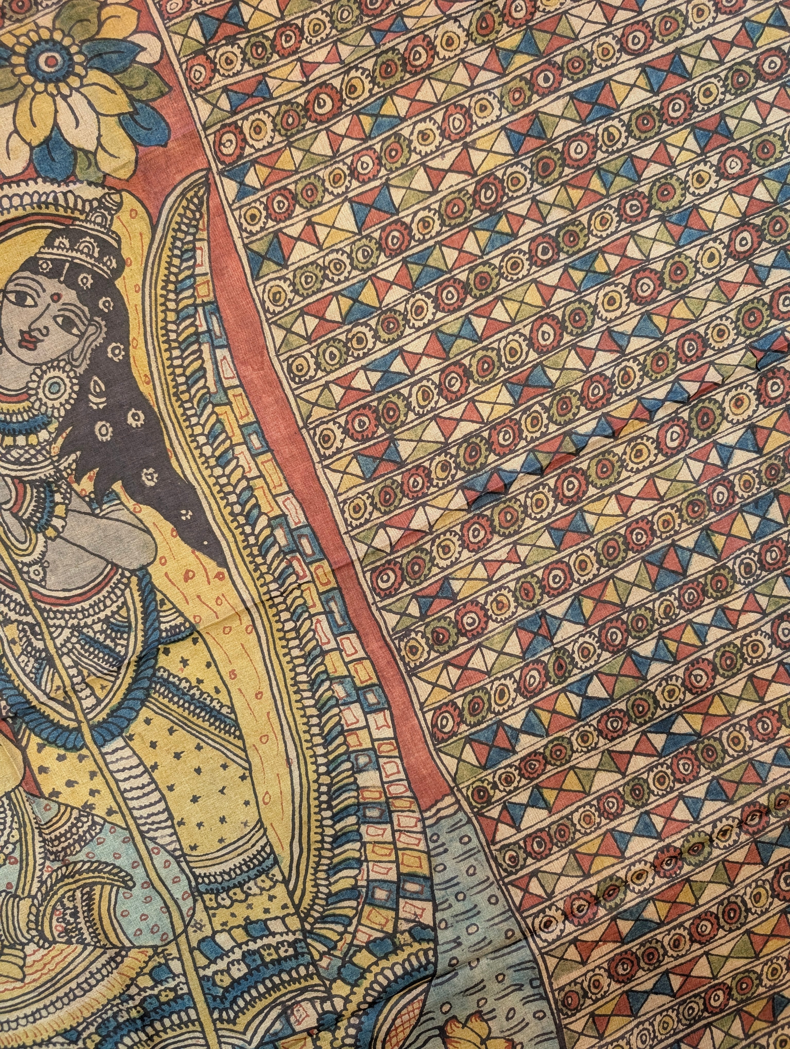 Pen Kalamkari X Pure Tussar - Muted Mustard Yellow