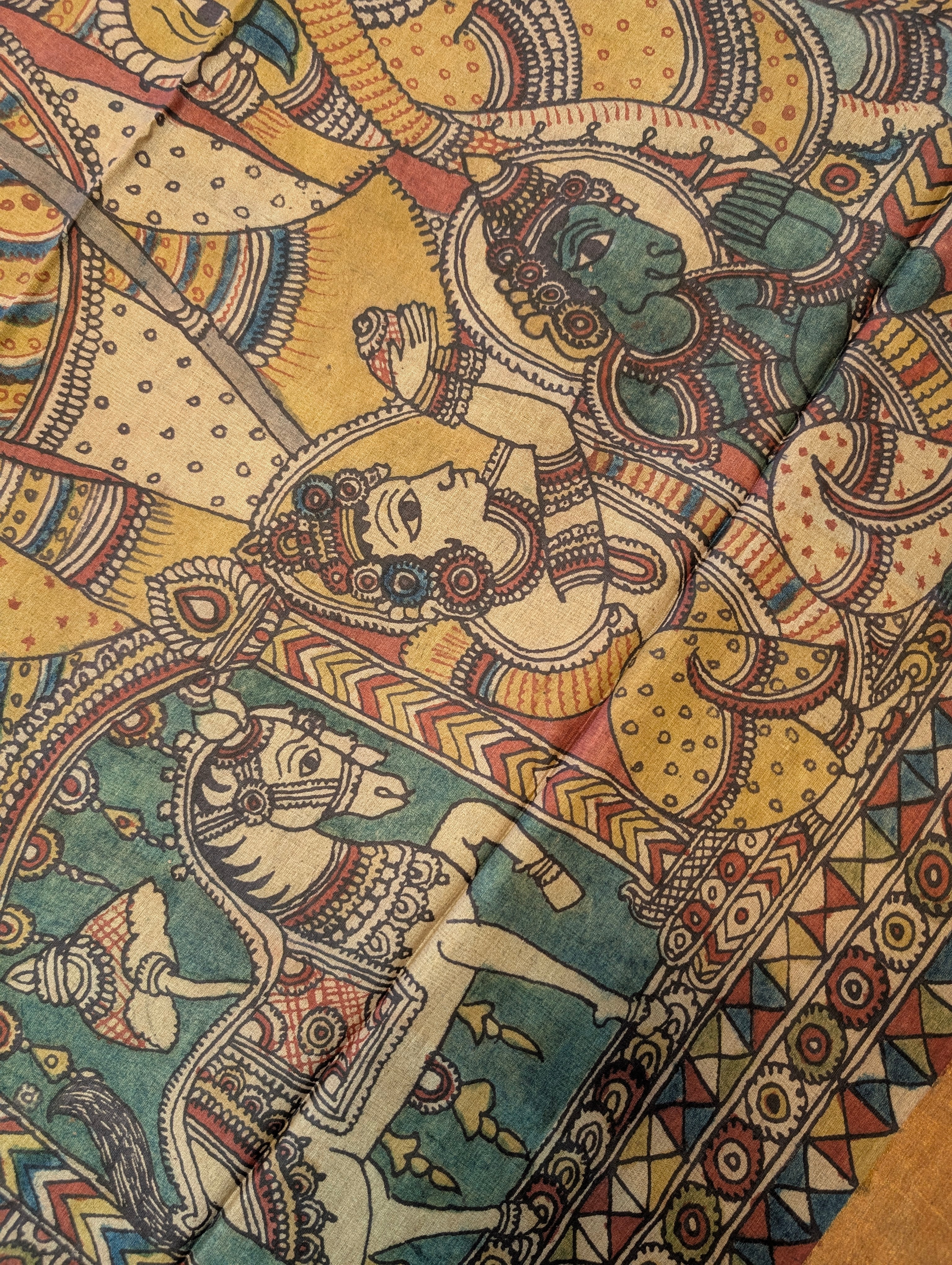 Pen Kalamkari X Pure Tussar - Muted Mustard Yellow